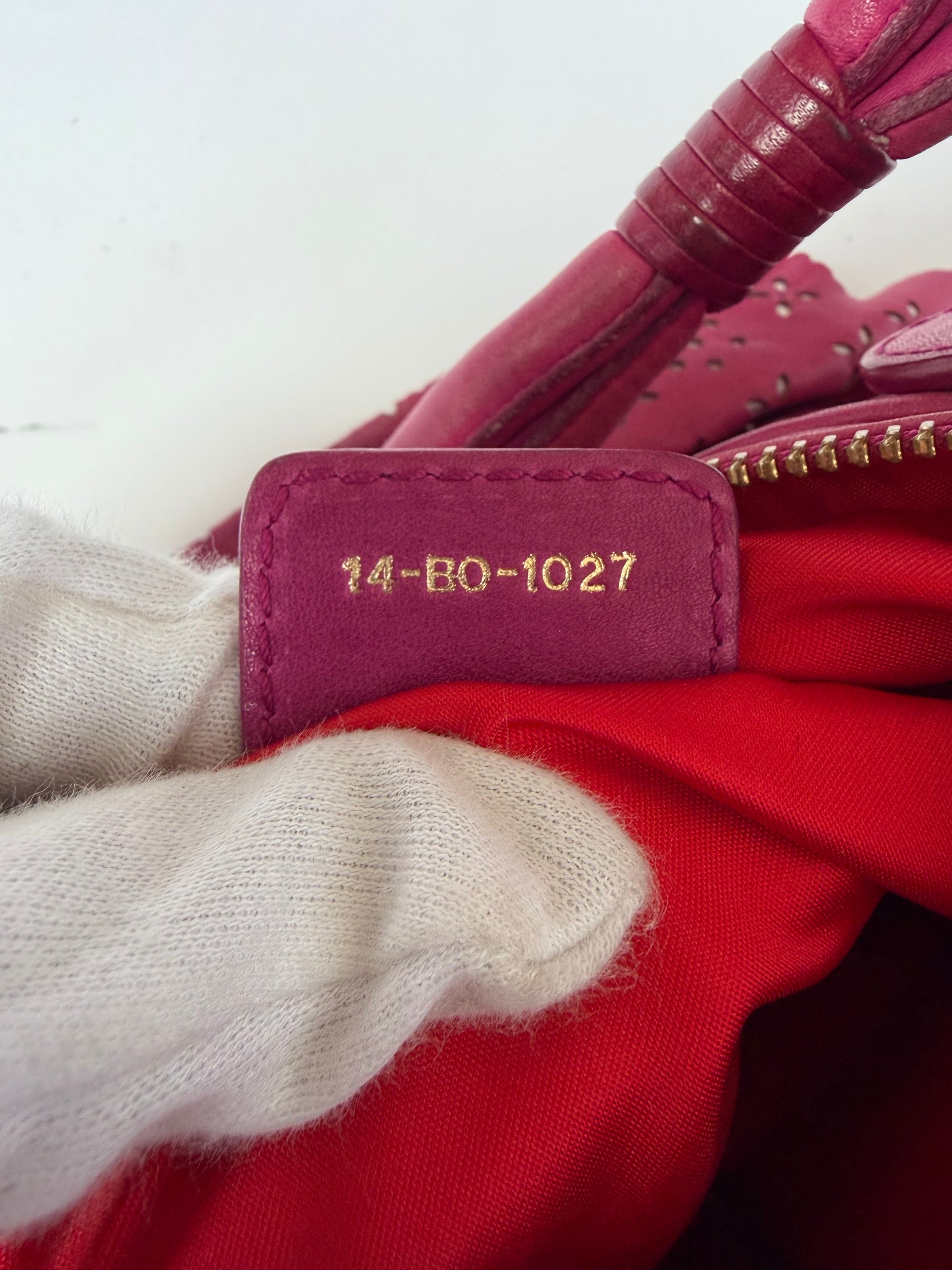 christian dior 2000s pink ruffle hobo bag