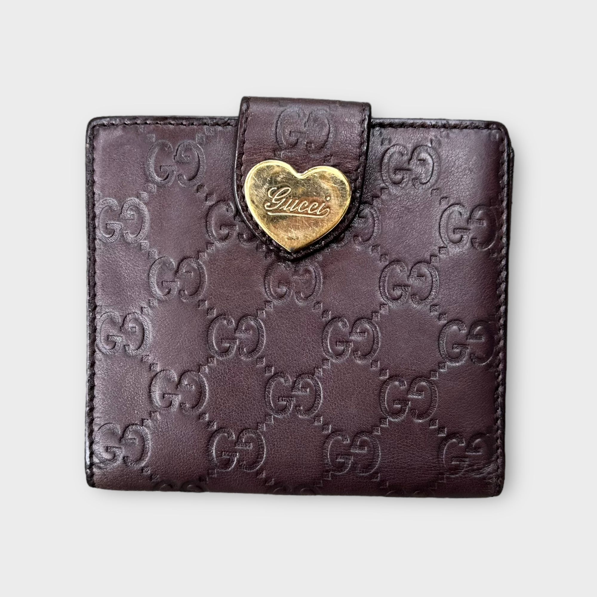 gucci 2000s brown heart wallet