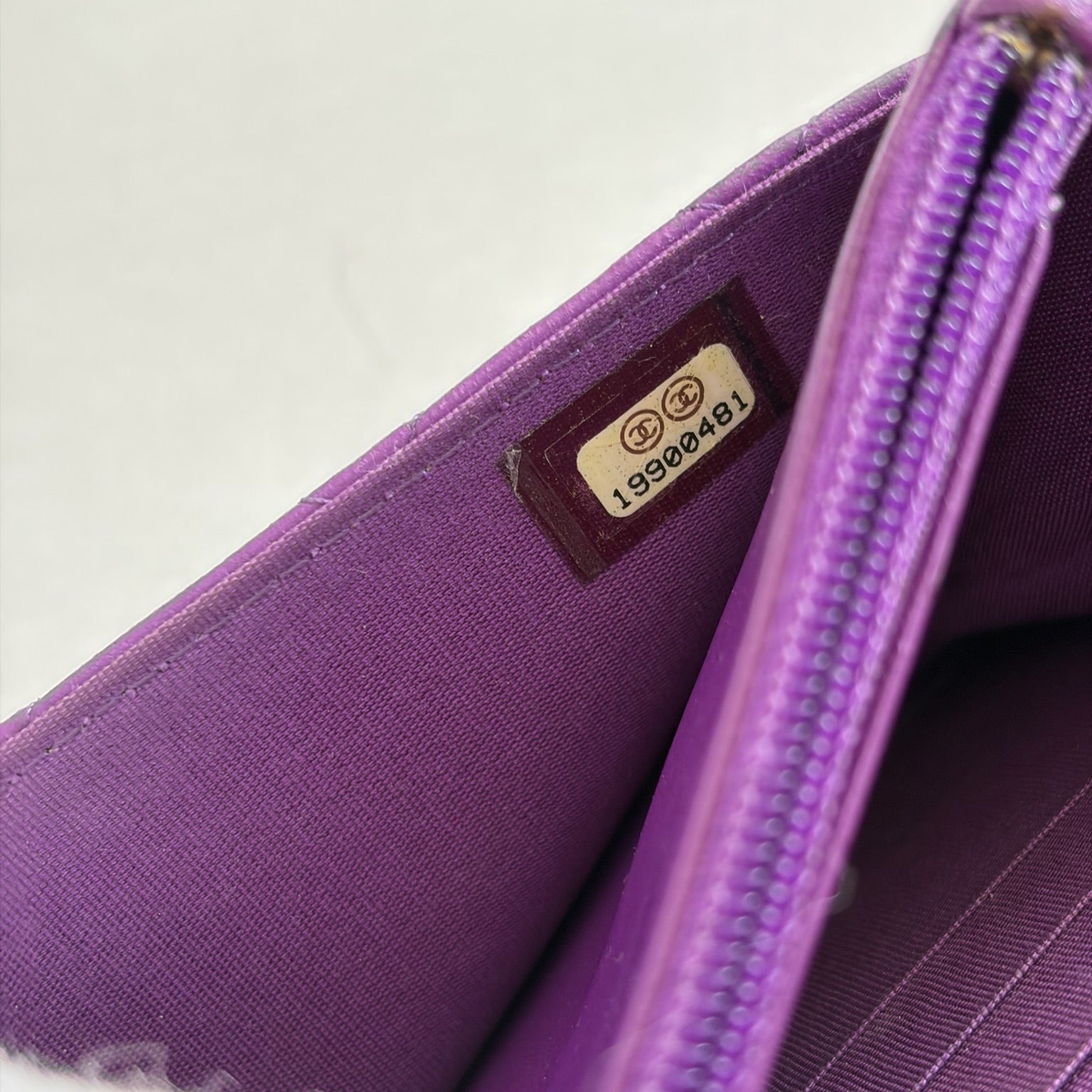 chanel purple wallet on chain bag