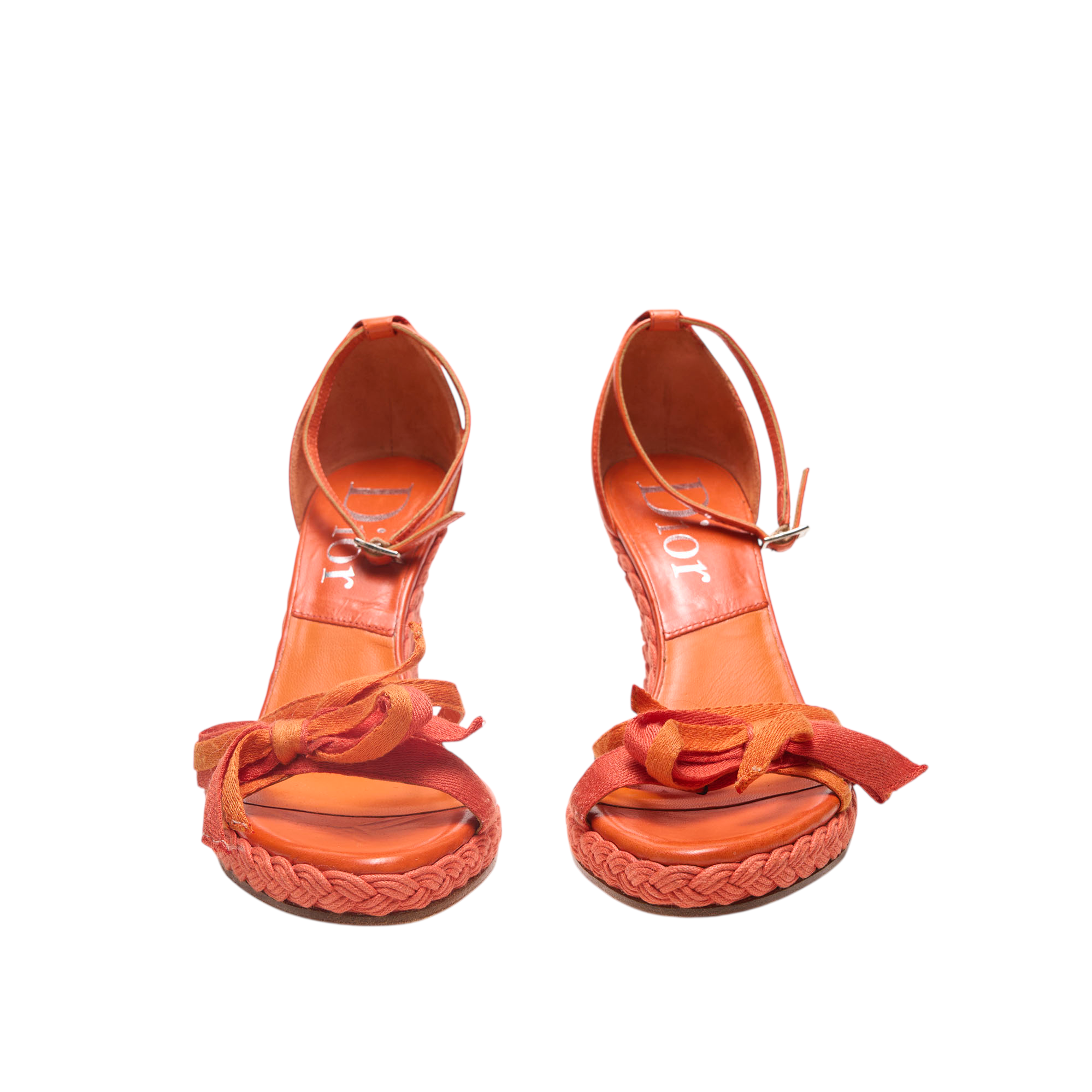 christian dior 2000s orange wedge heels