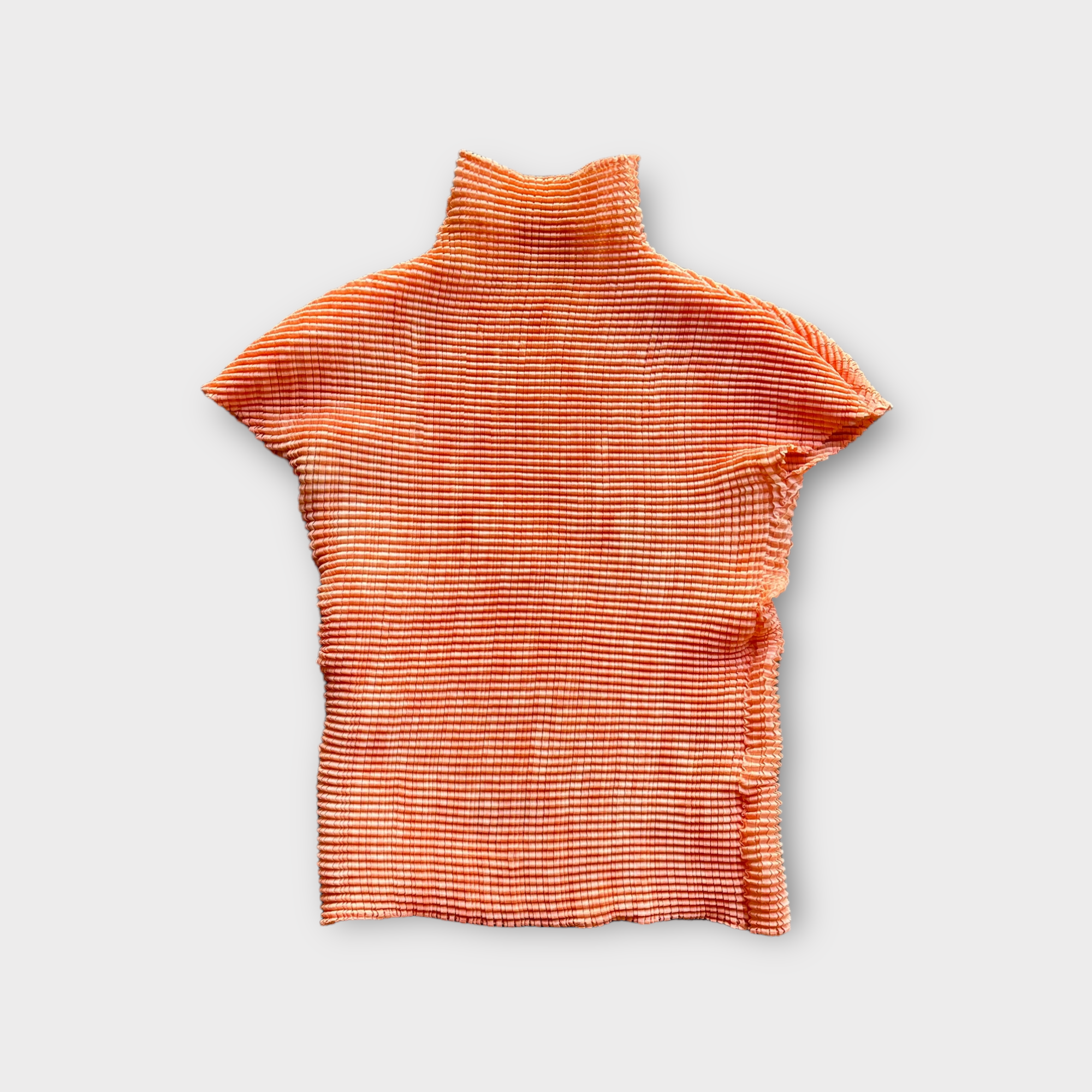 issey miyake orange pleated top