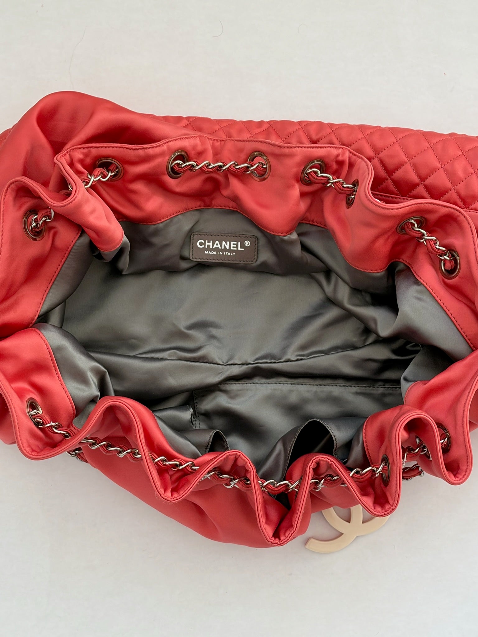 chanel 2000s coral pink large slouchy bag