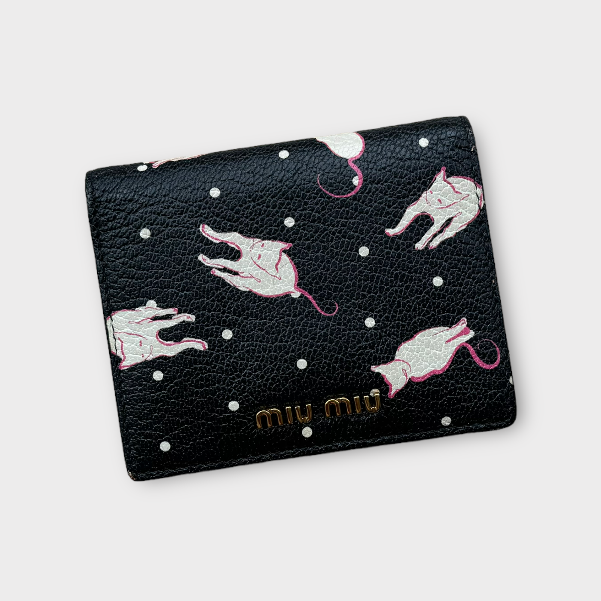 miu miu black cat wallet