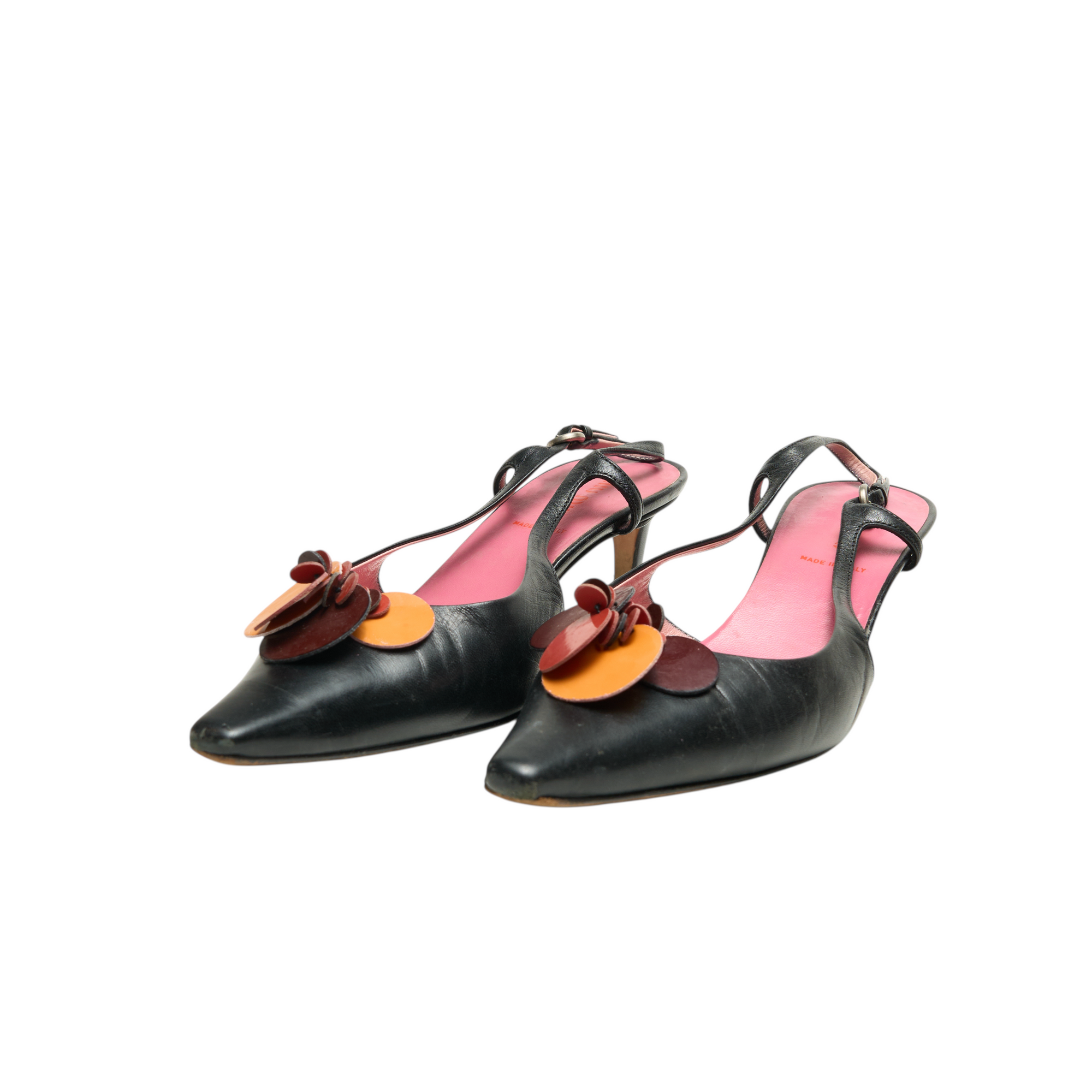 miu miu 2000s black flower kitten heels