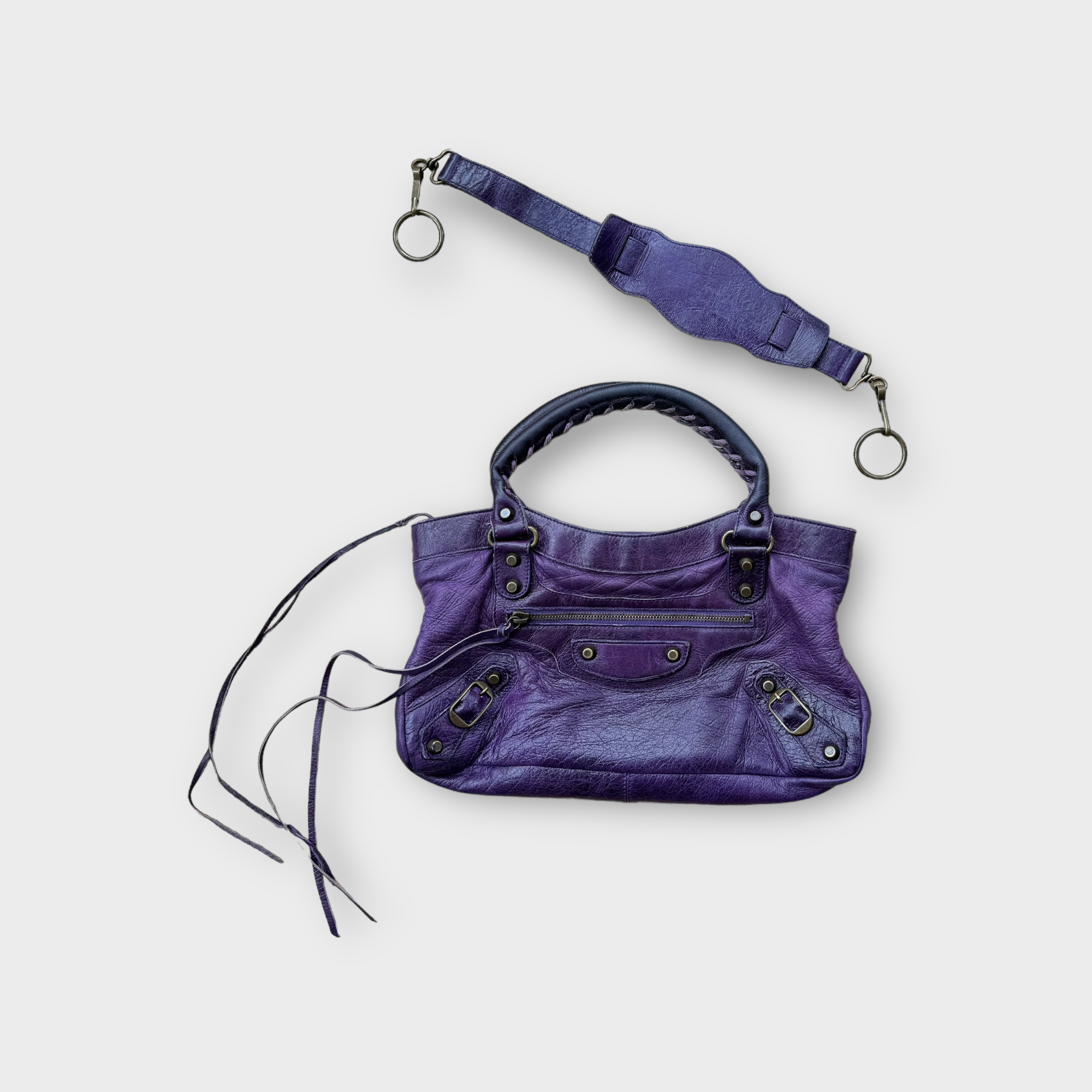 balenciaga 2000s purple city bag