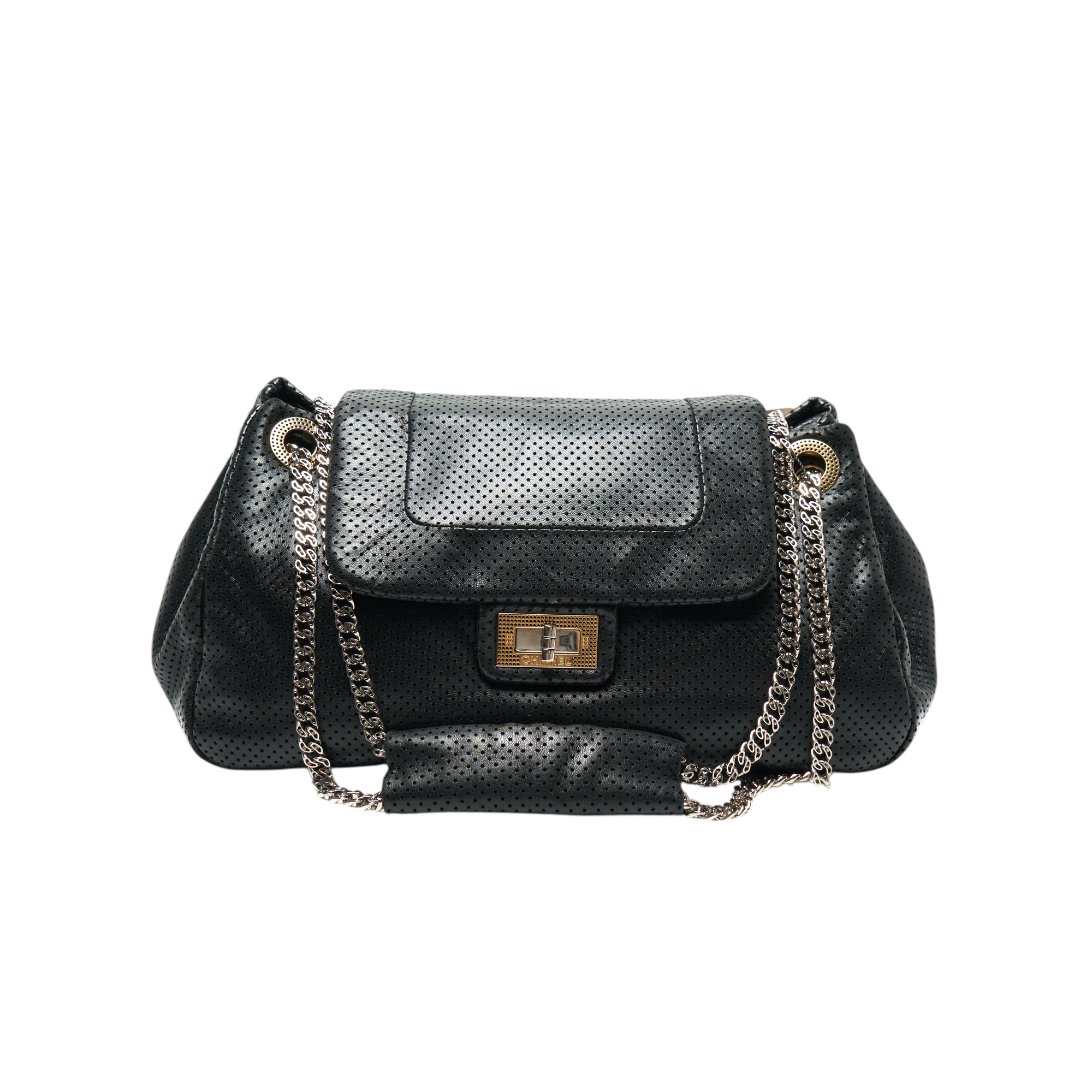 chanel 2000s black accordion shoulder bag