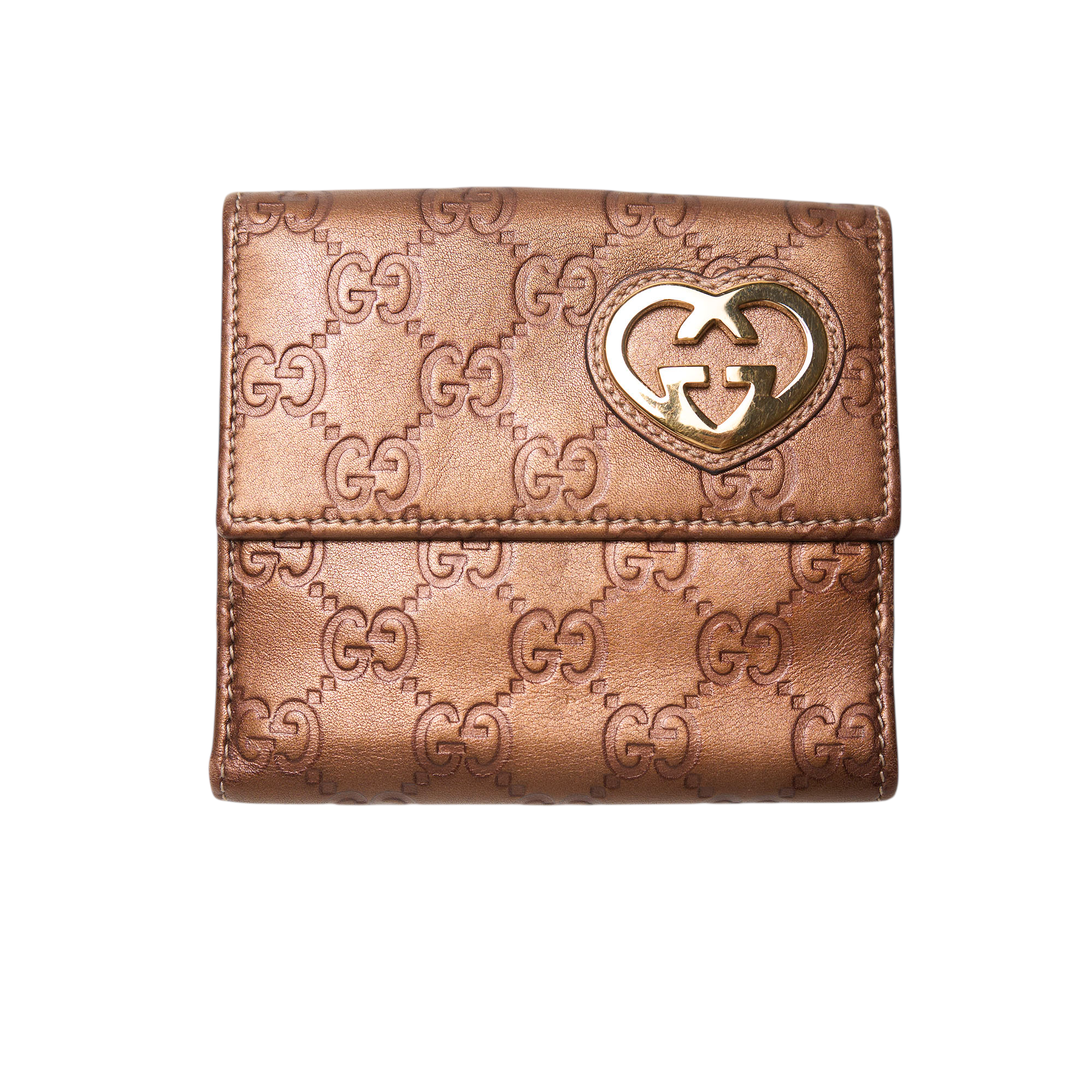 gucci 2000s brown heart wallet
