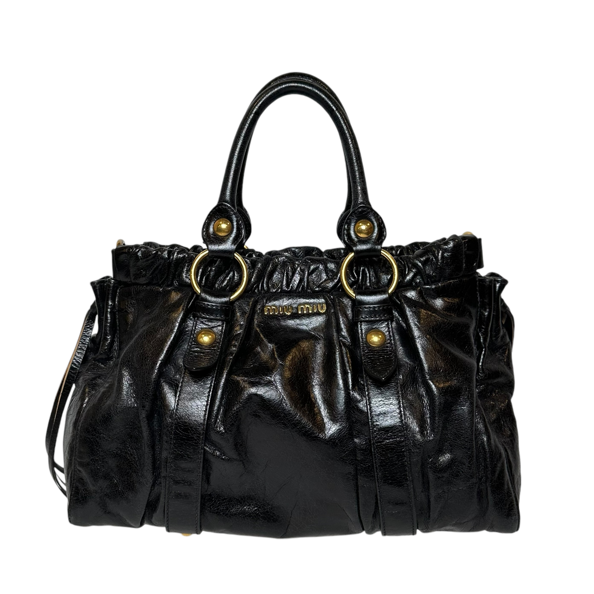 miu miu 2000s black vitello shoulder bag – hachi archive