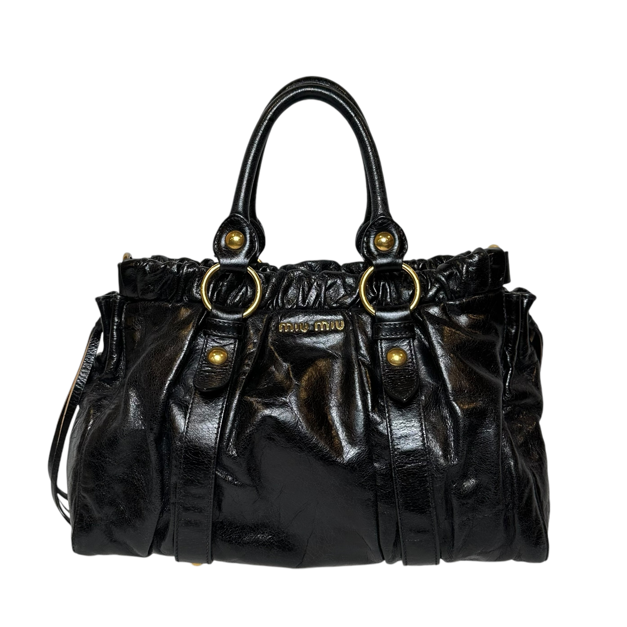 miu miu 2000s black vitello shoulder bag