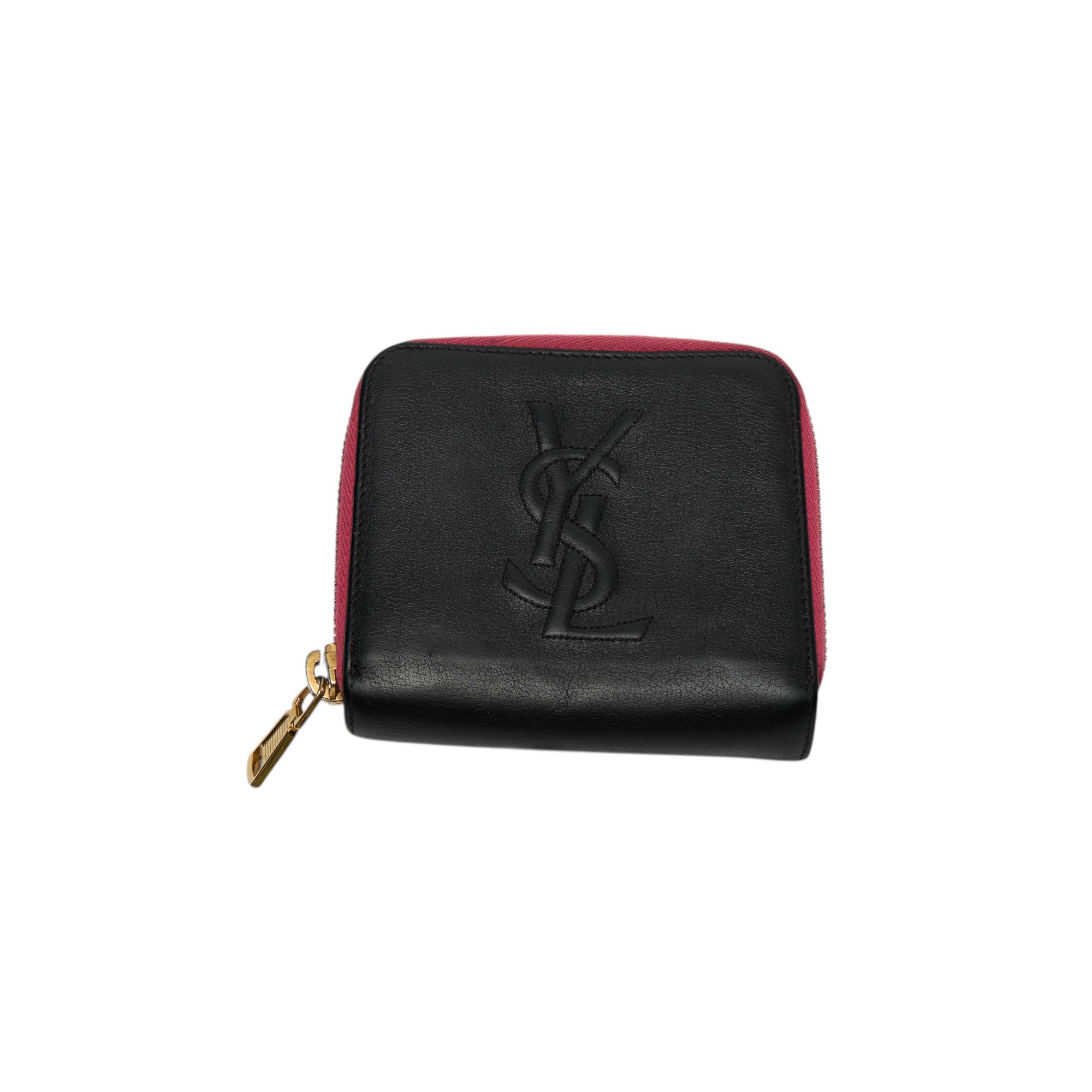 ysl black wallet with red inner