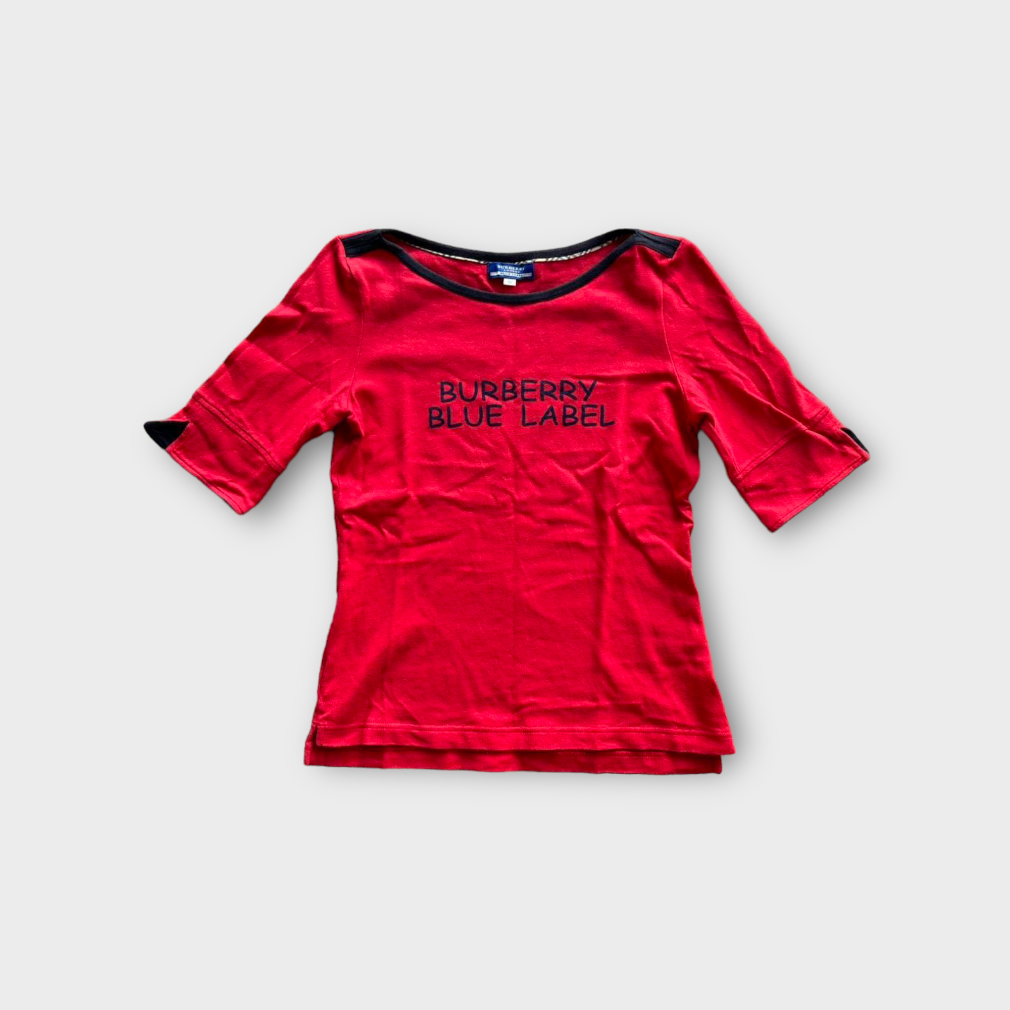 burberry red quarter sleeve top