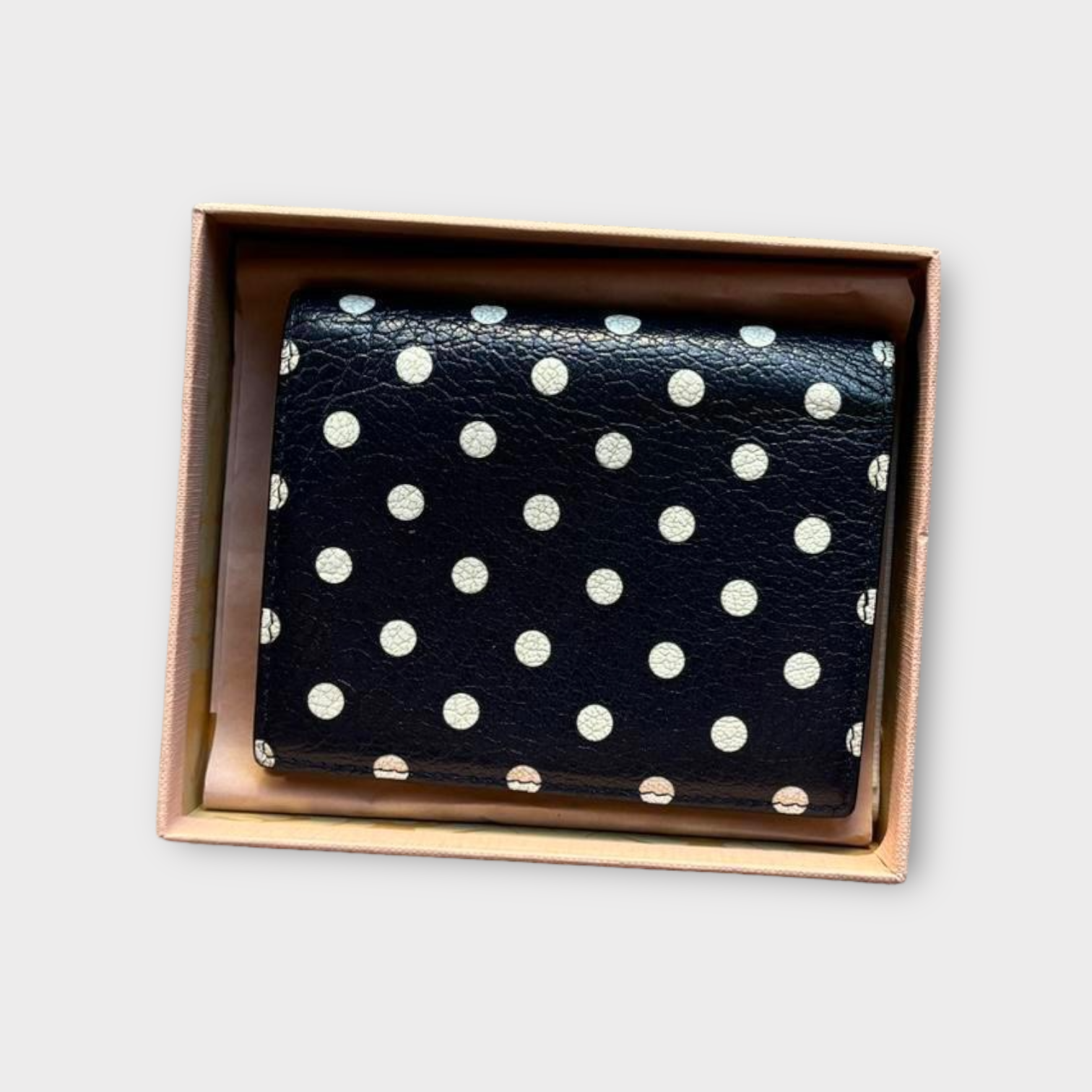 miu miu blue polka dot wallet