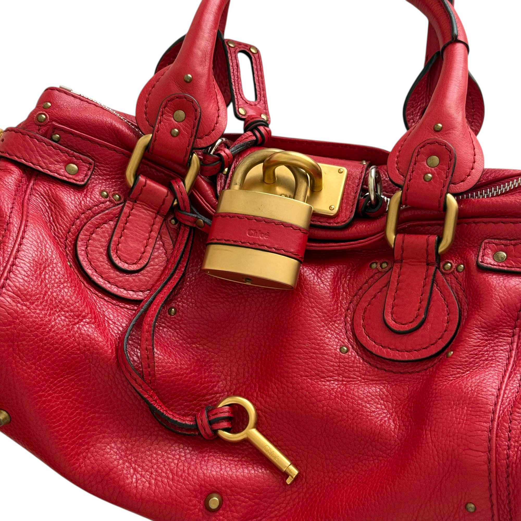 chloé 2000s red paddington bag