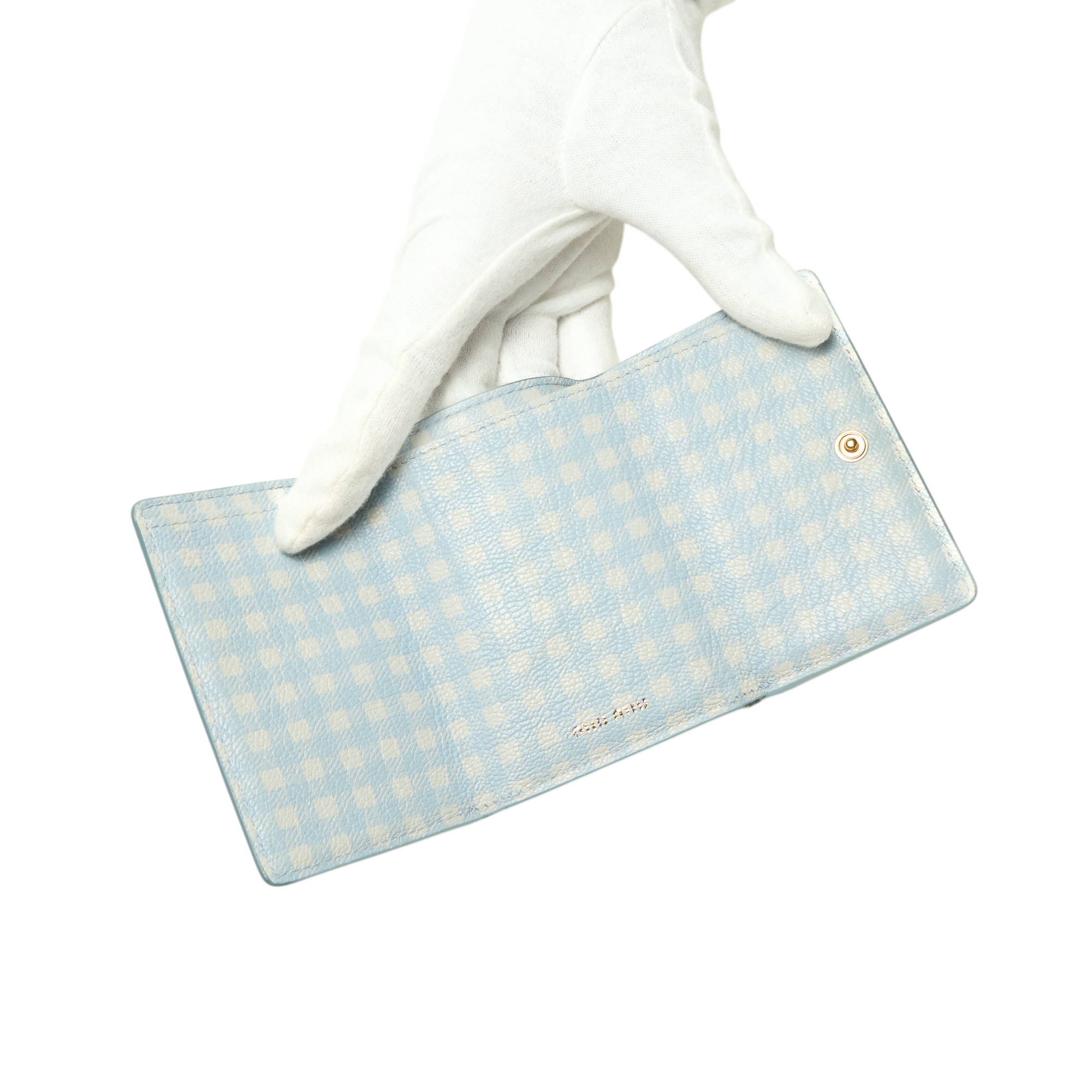 miu miu 2010s blue checkered mini wallet
