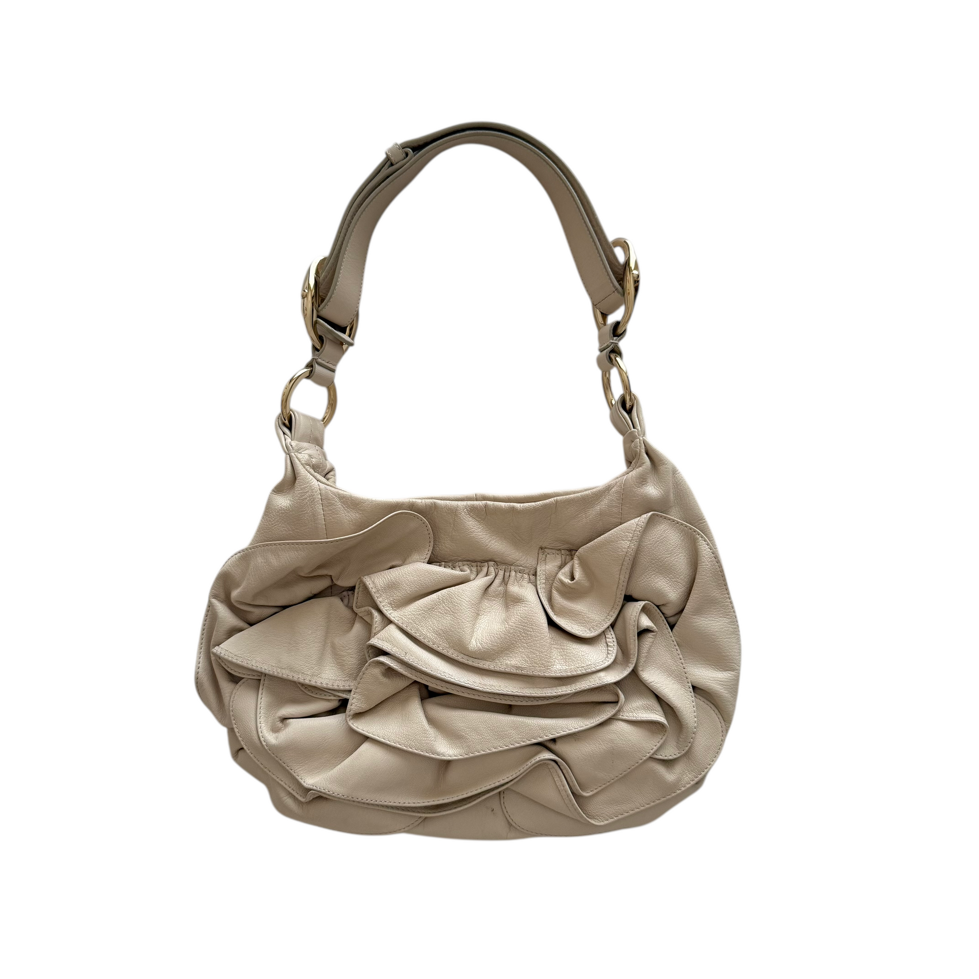 yves saint laurent cream shoulder bag