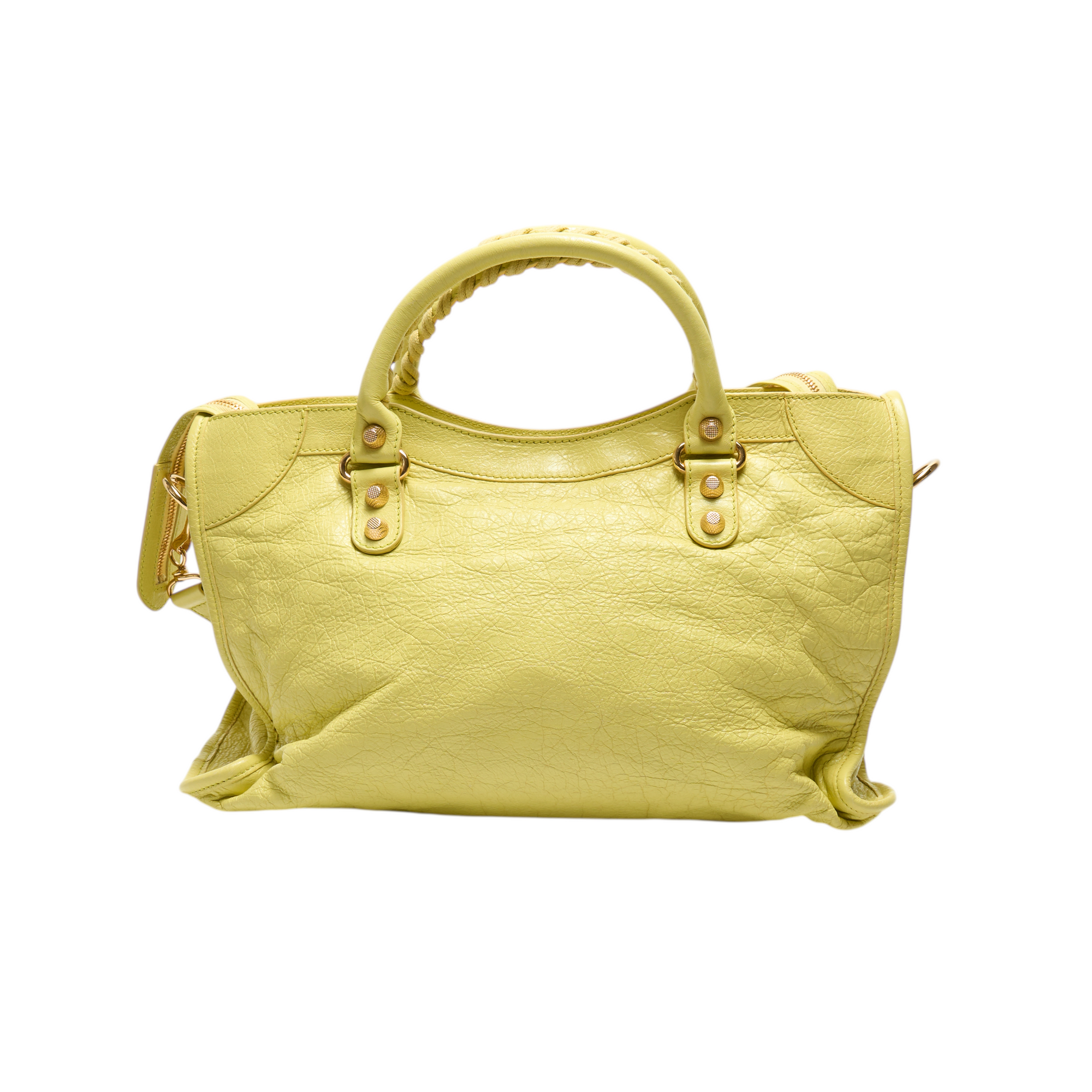 balenciaga 2010s neon yellow city bag