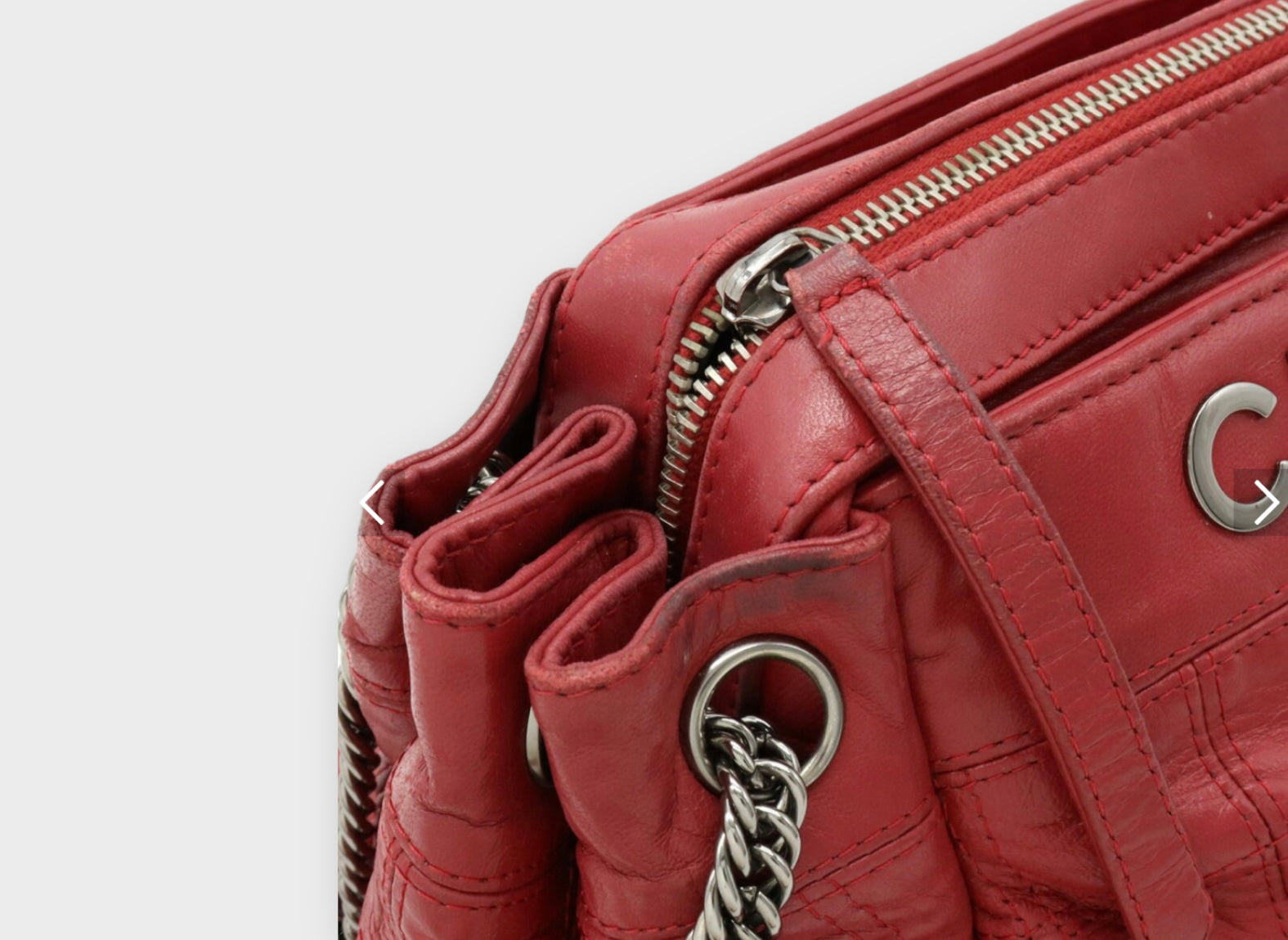 chanel 2000s red shoulder bag