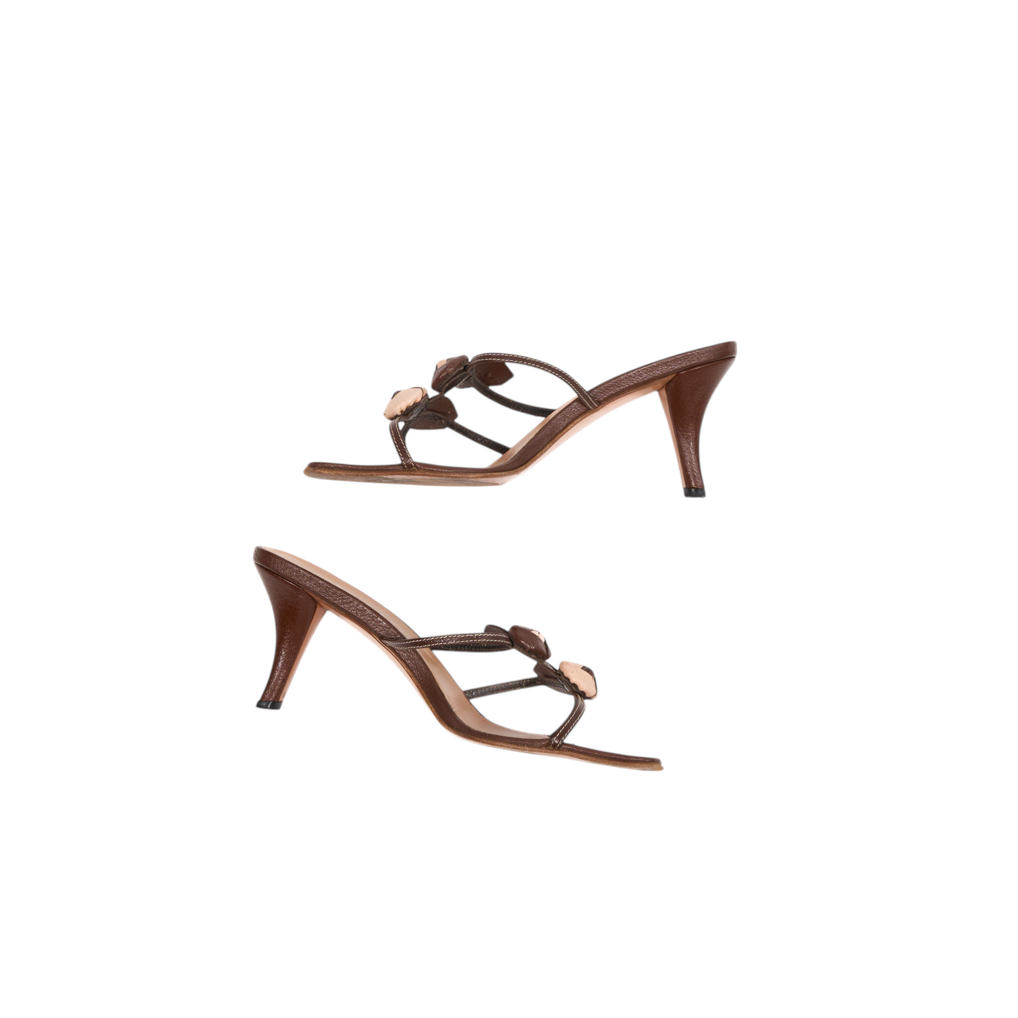 prada 2000s brown floral heels
