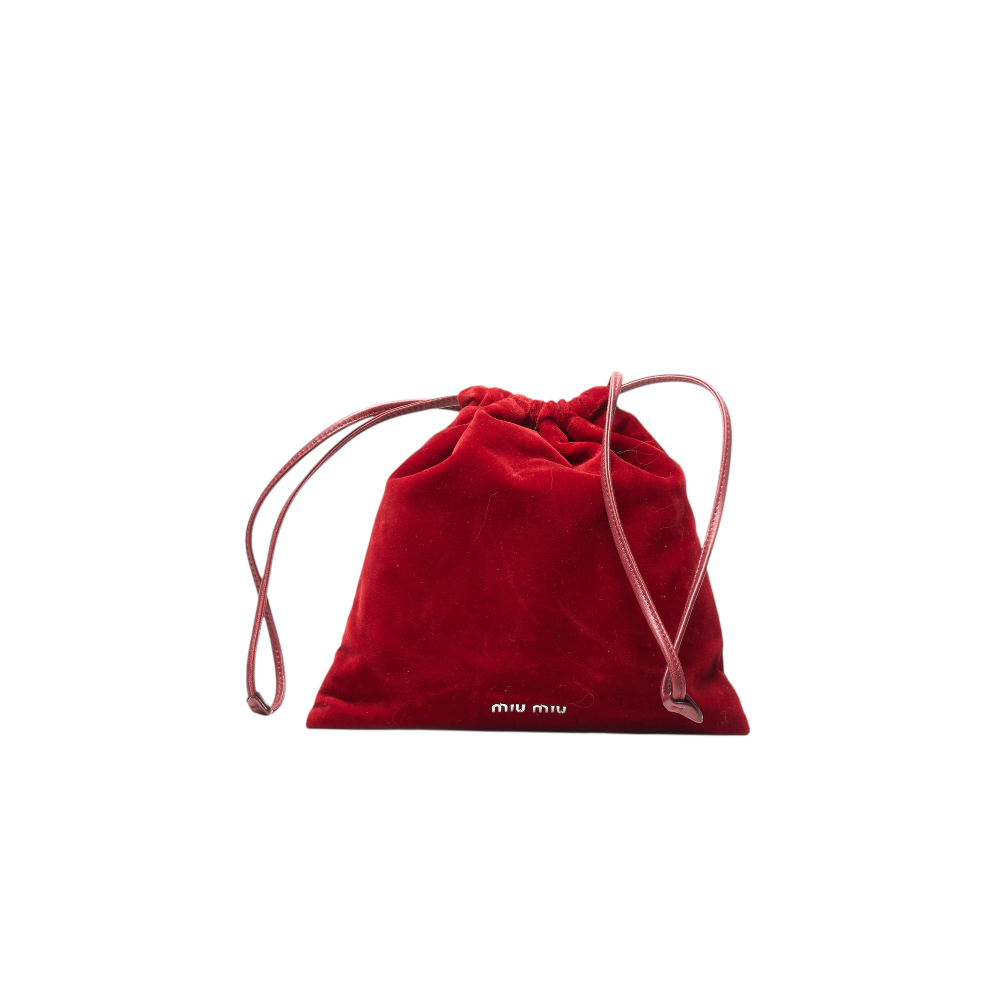 miu miu 2000s red drawstring bag