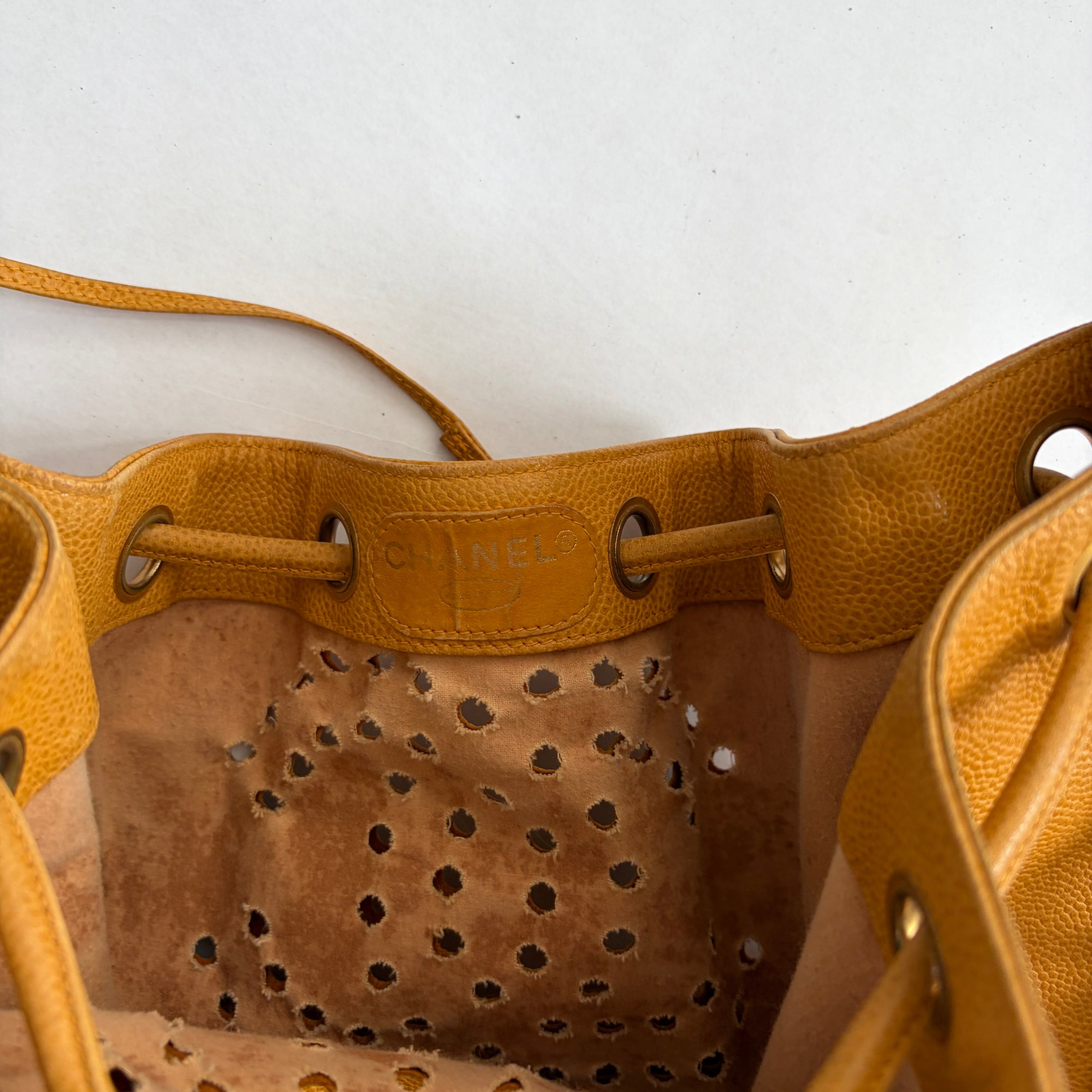 chanel 2000s yellow shoulder bag