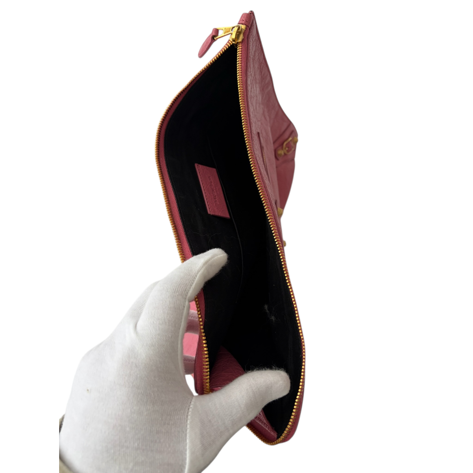 balenciaga 2000s pink city clutch bag