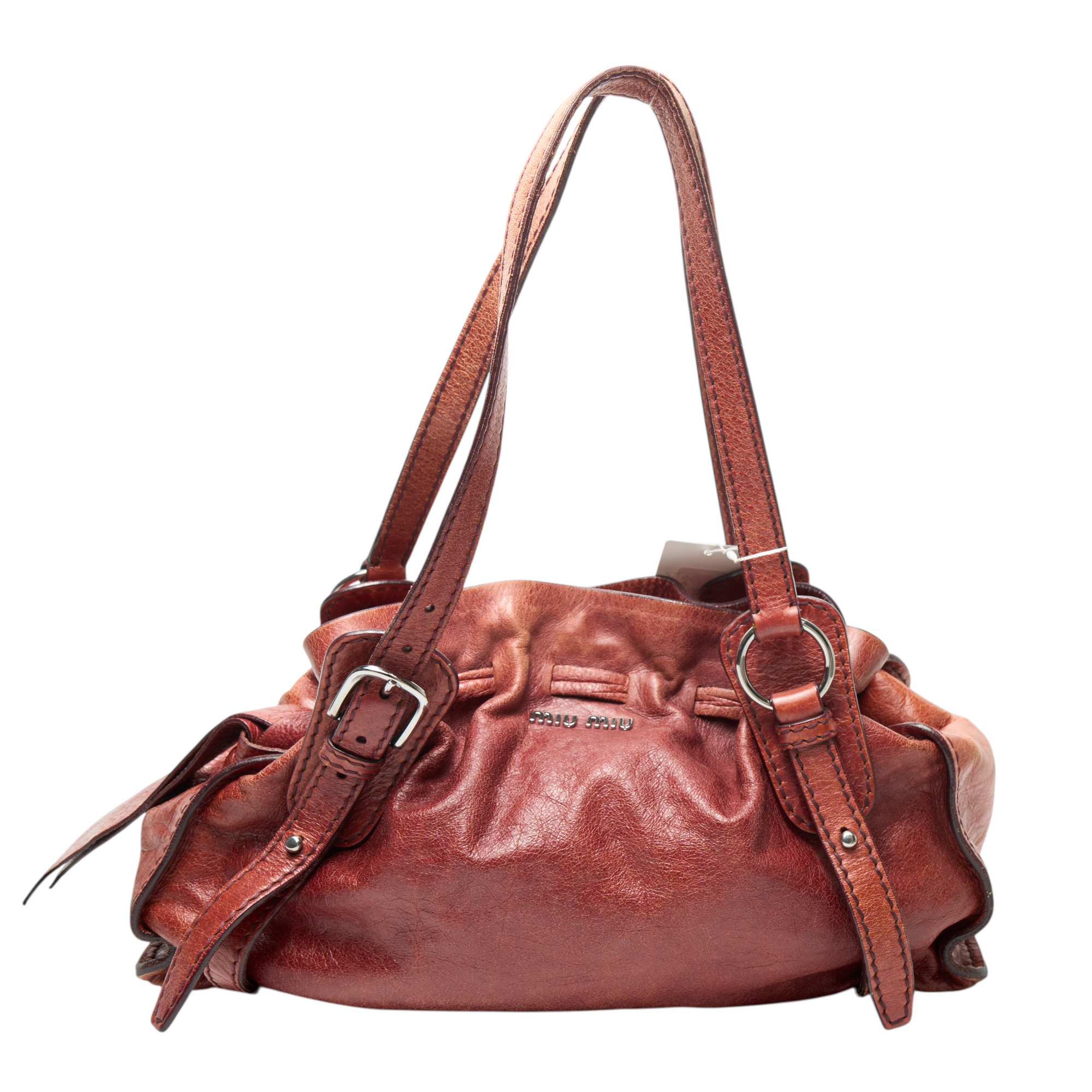 miu miu 2000s burnt red ruched bag