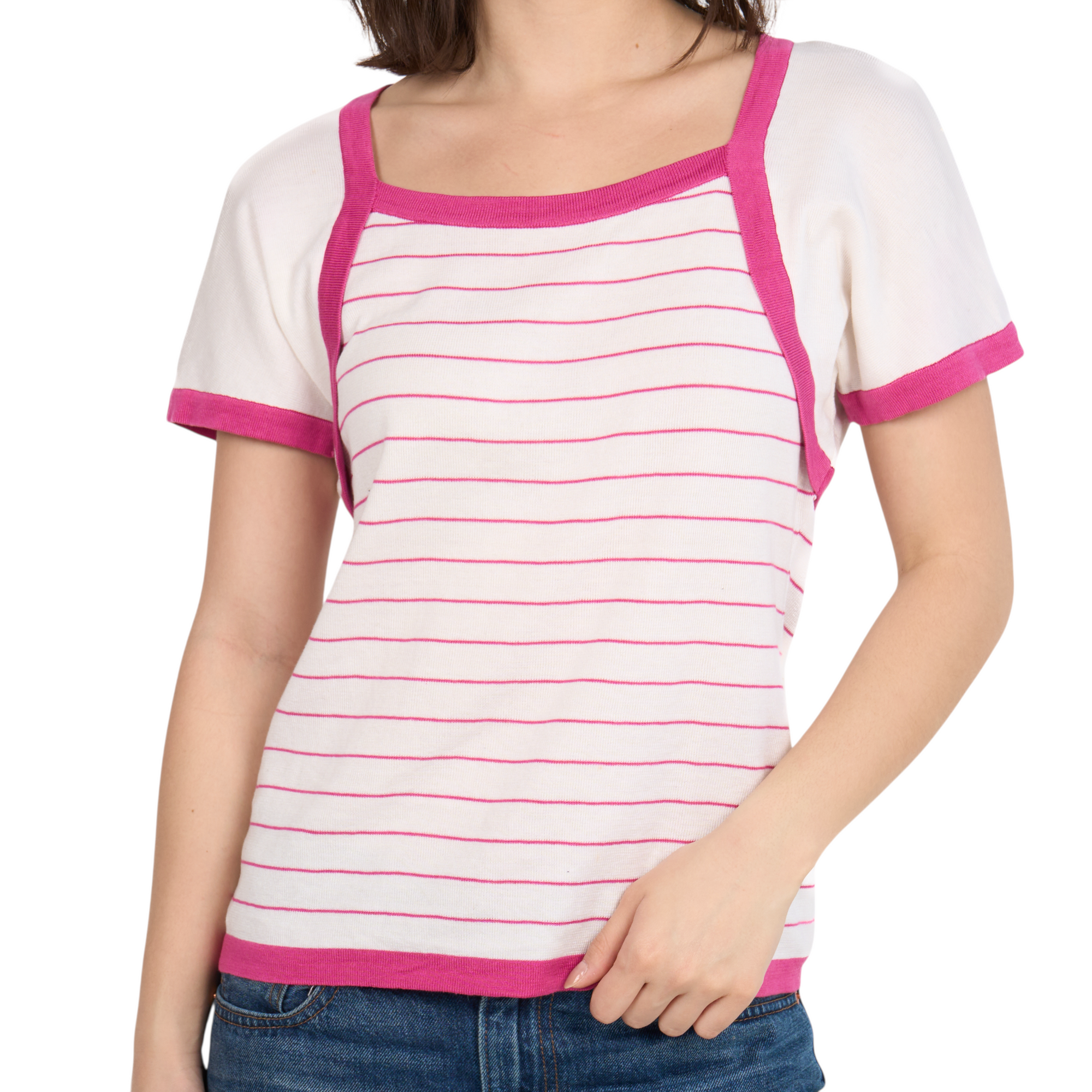 christian dior 2000s pink striped top