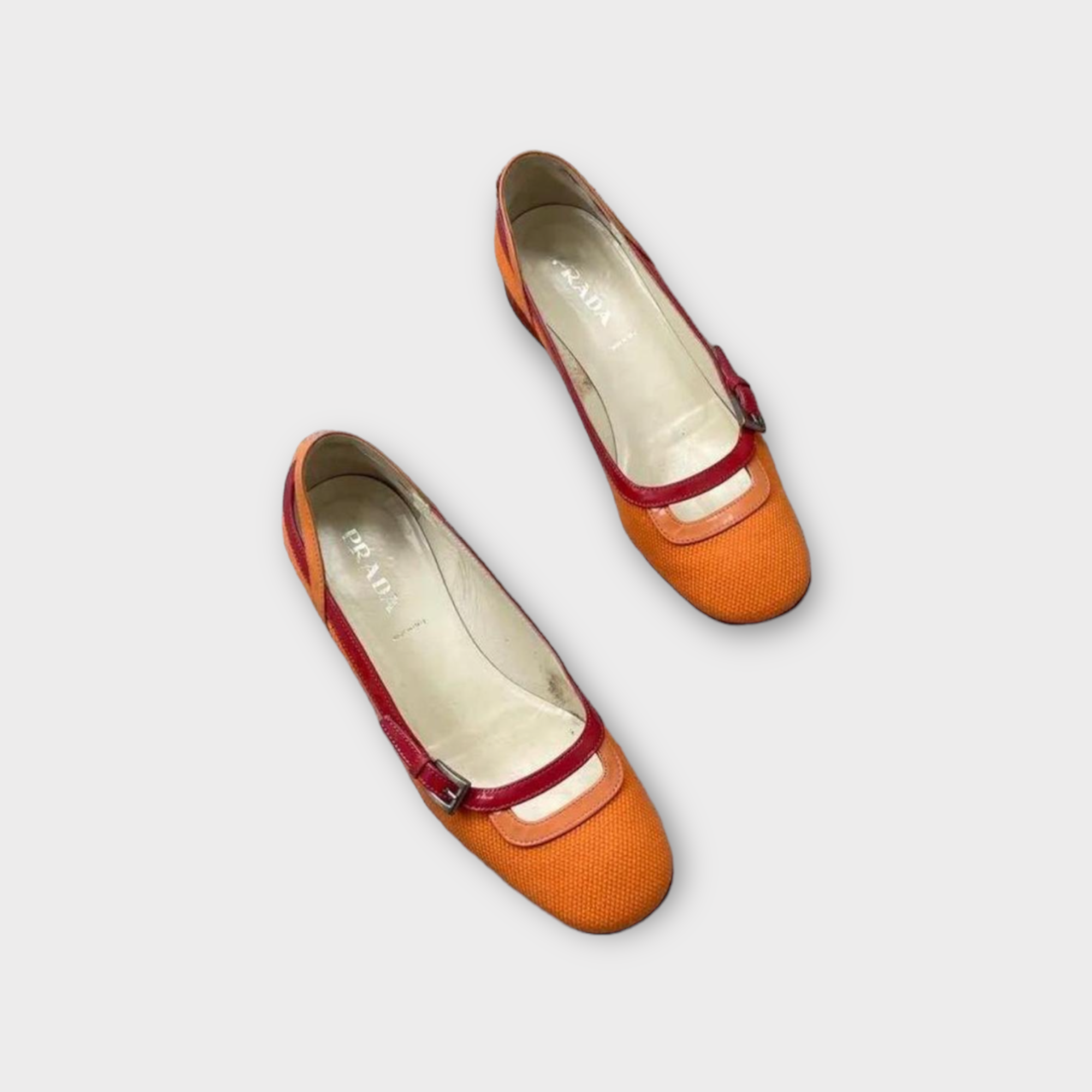 prada 2000s orange sporty kitten heels