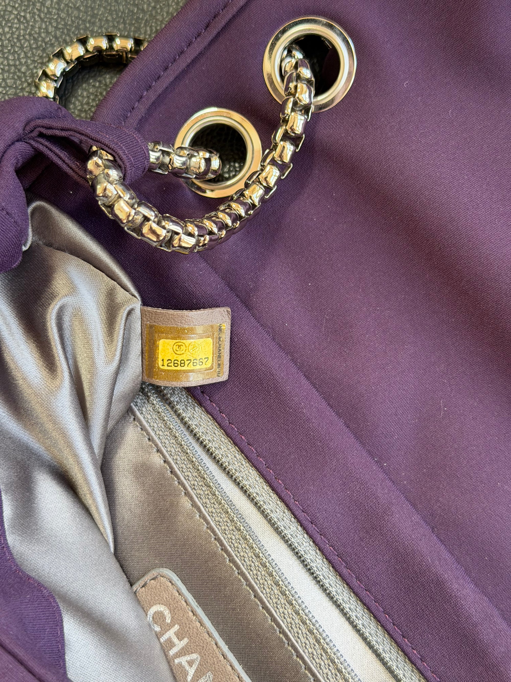 chanel 2000s purple pillow bag