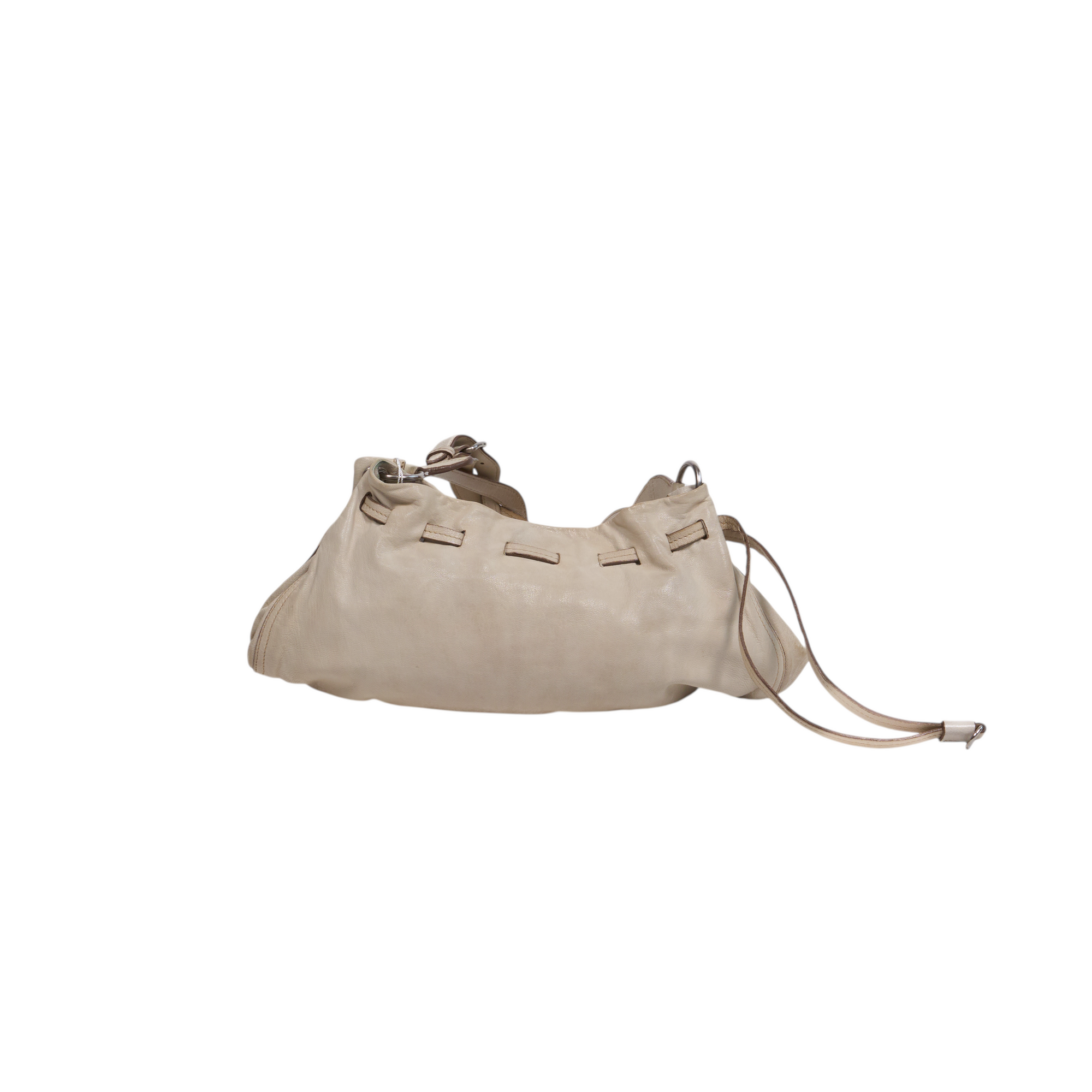 miu miu 2000s white ruched shoulder bag