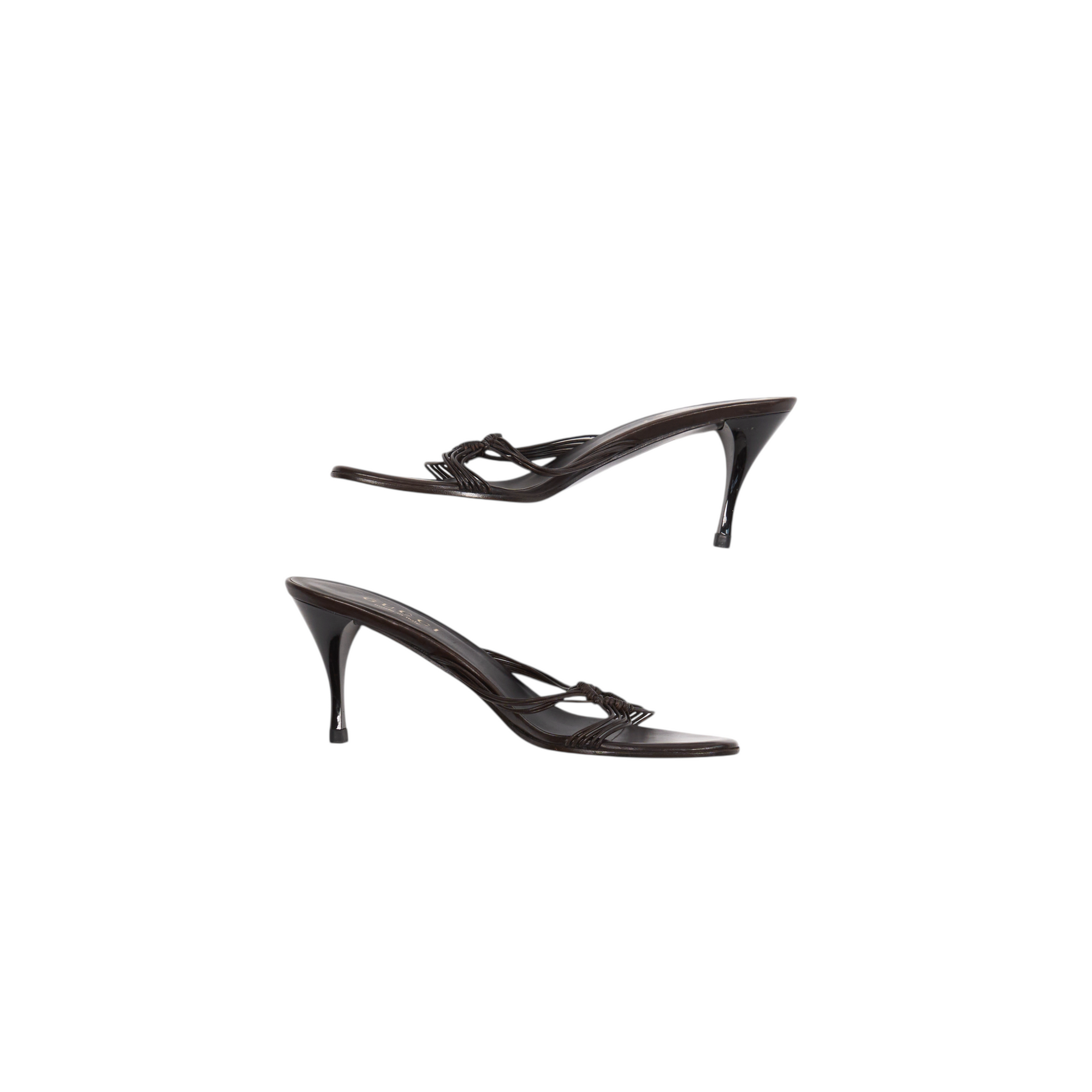 gucci 2000s dark brown braided heels
