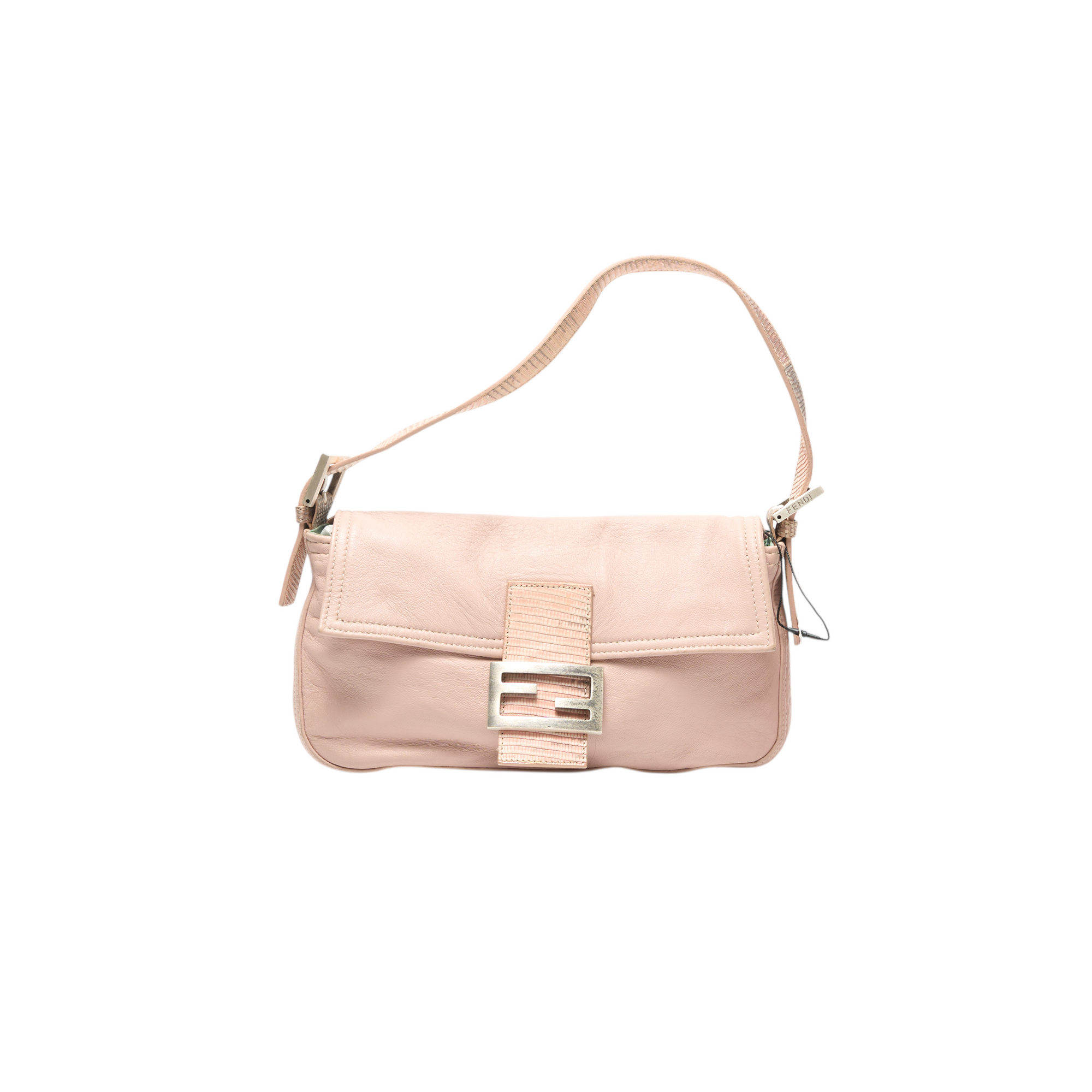 fendi 2000s light pink python baguette bag