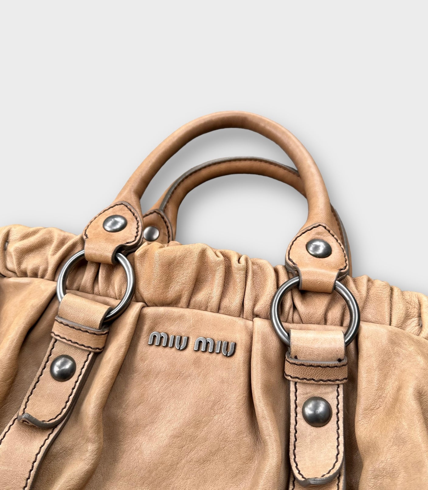 miu miu tan vitello bag