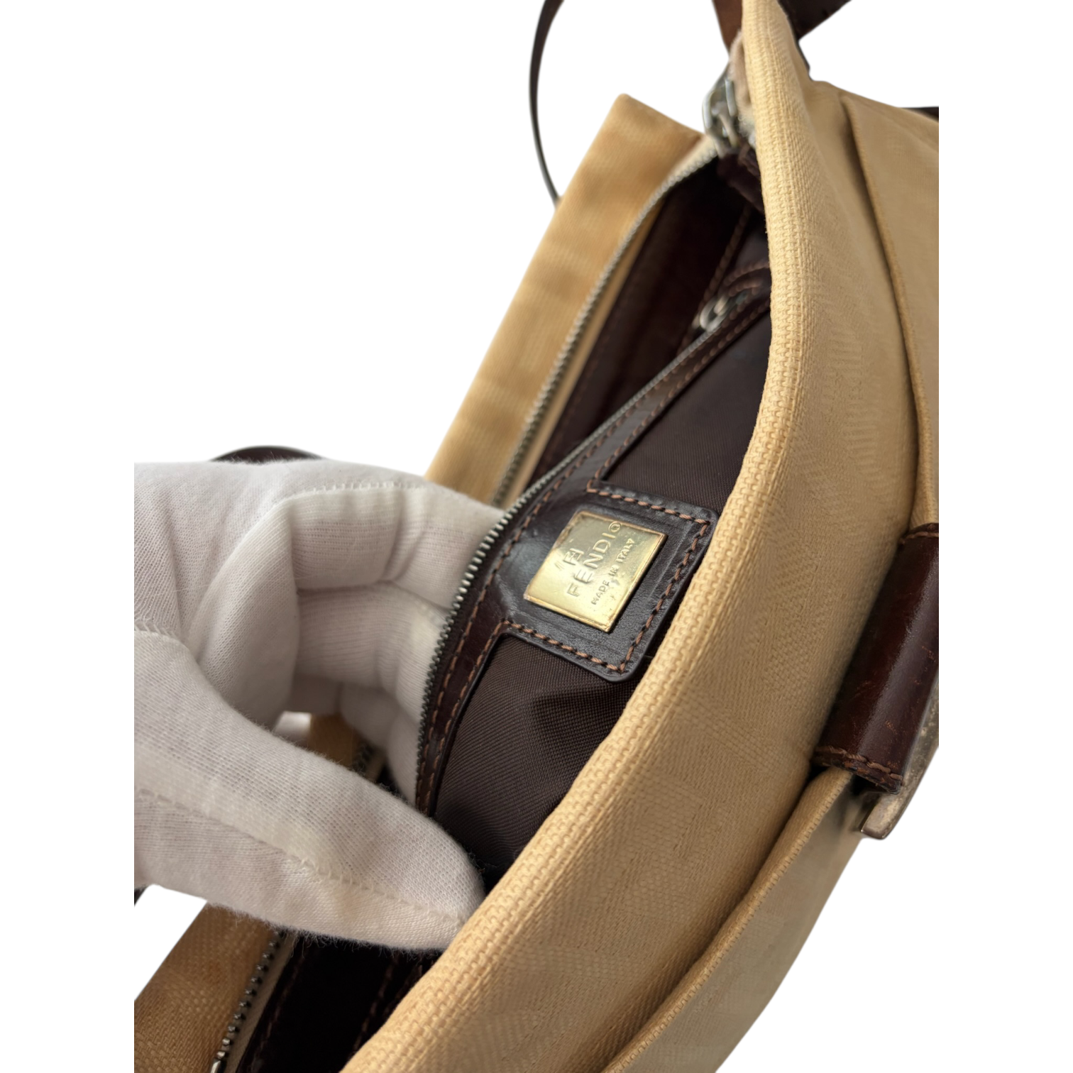 fendi 2000s cream baguette bag