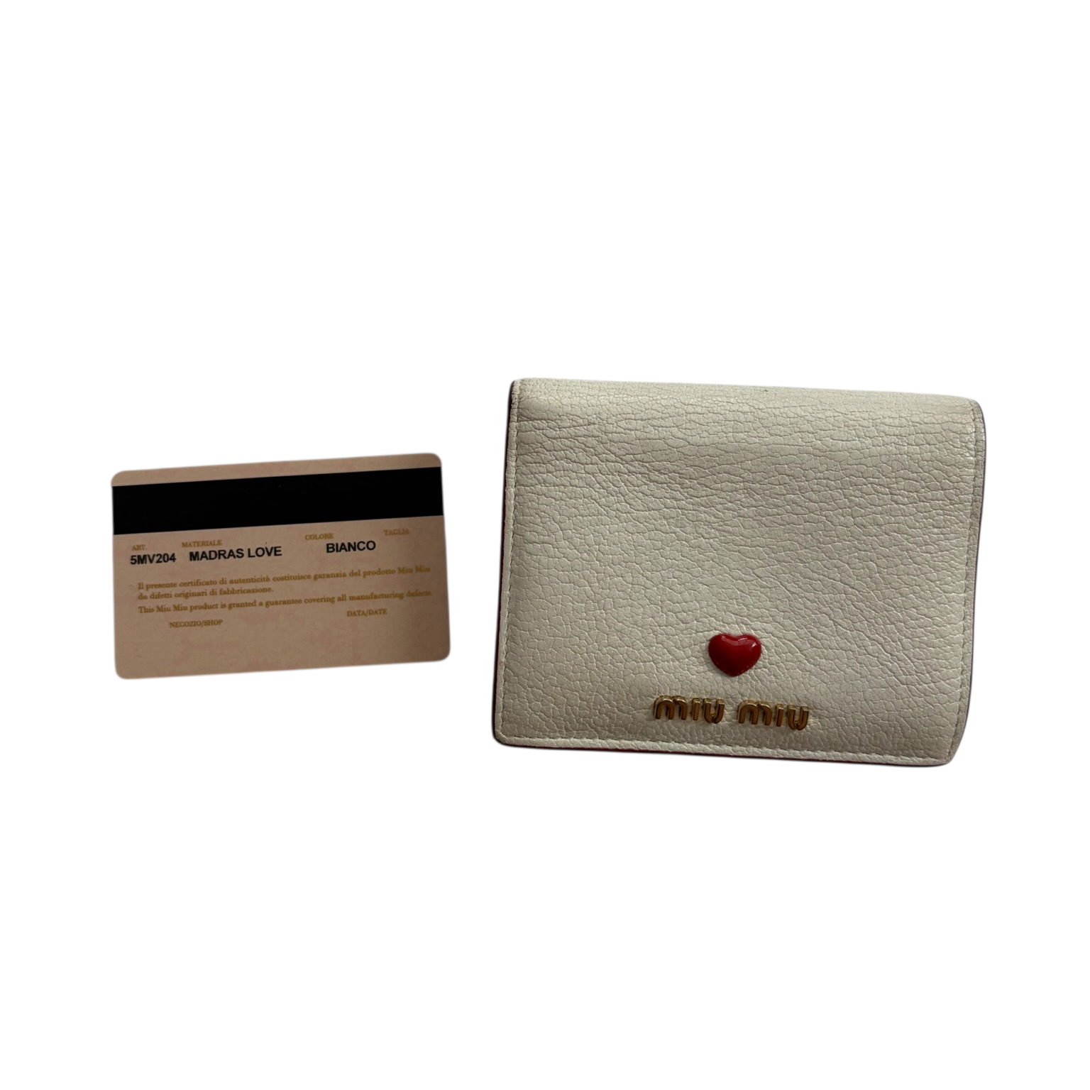 miu miu white heart wallet