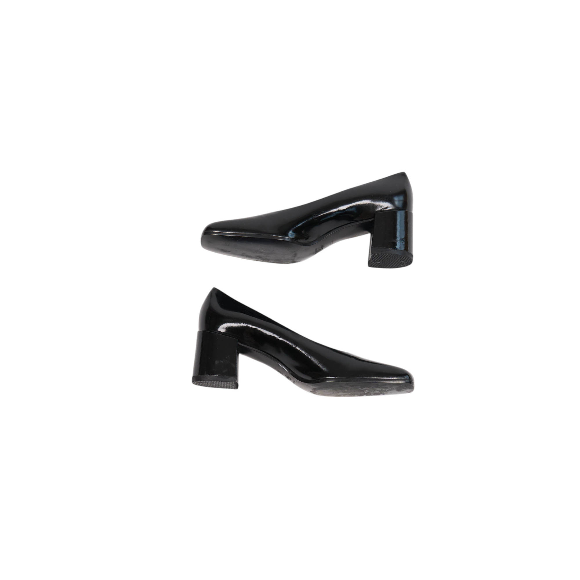 miu miu 2000s black patent pumps