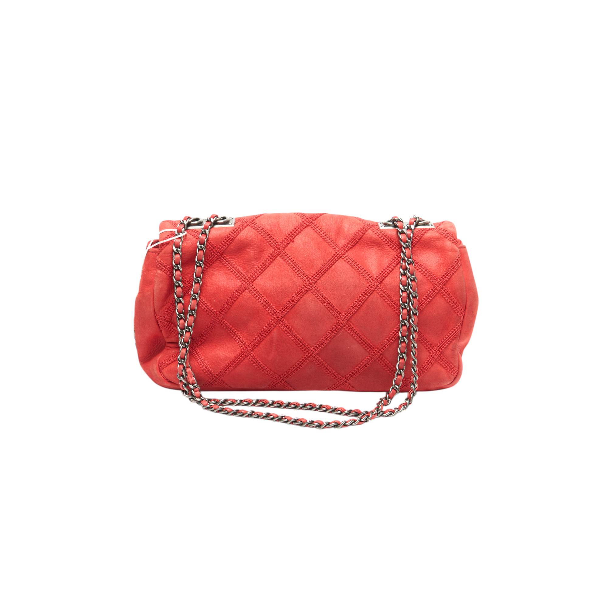 chanel 2000s red stitch flap bag
