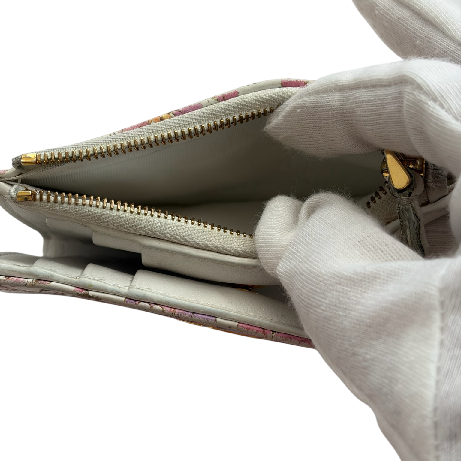 christian dior 2000s white floral wallet