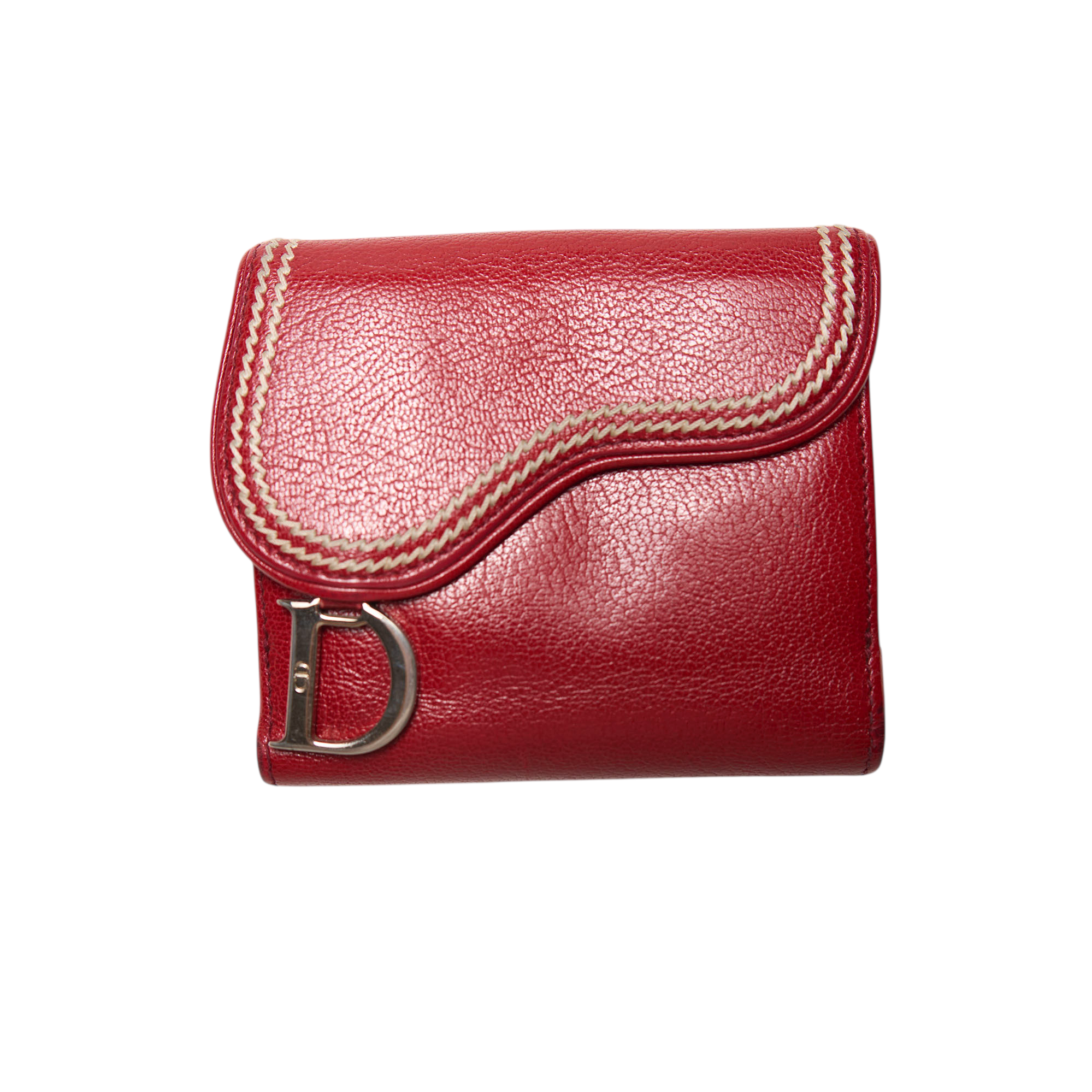 dior 2000s red saddle wallet