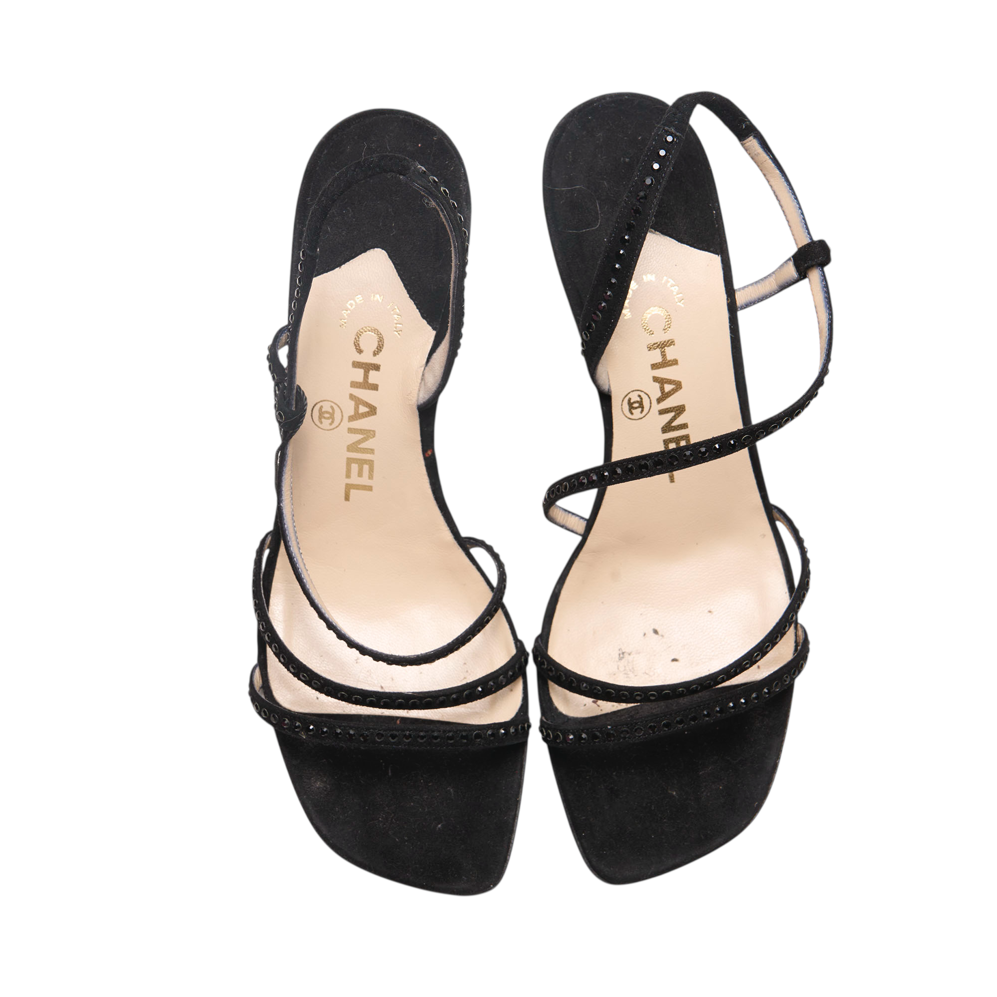 chanel 2000s black sandal heels