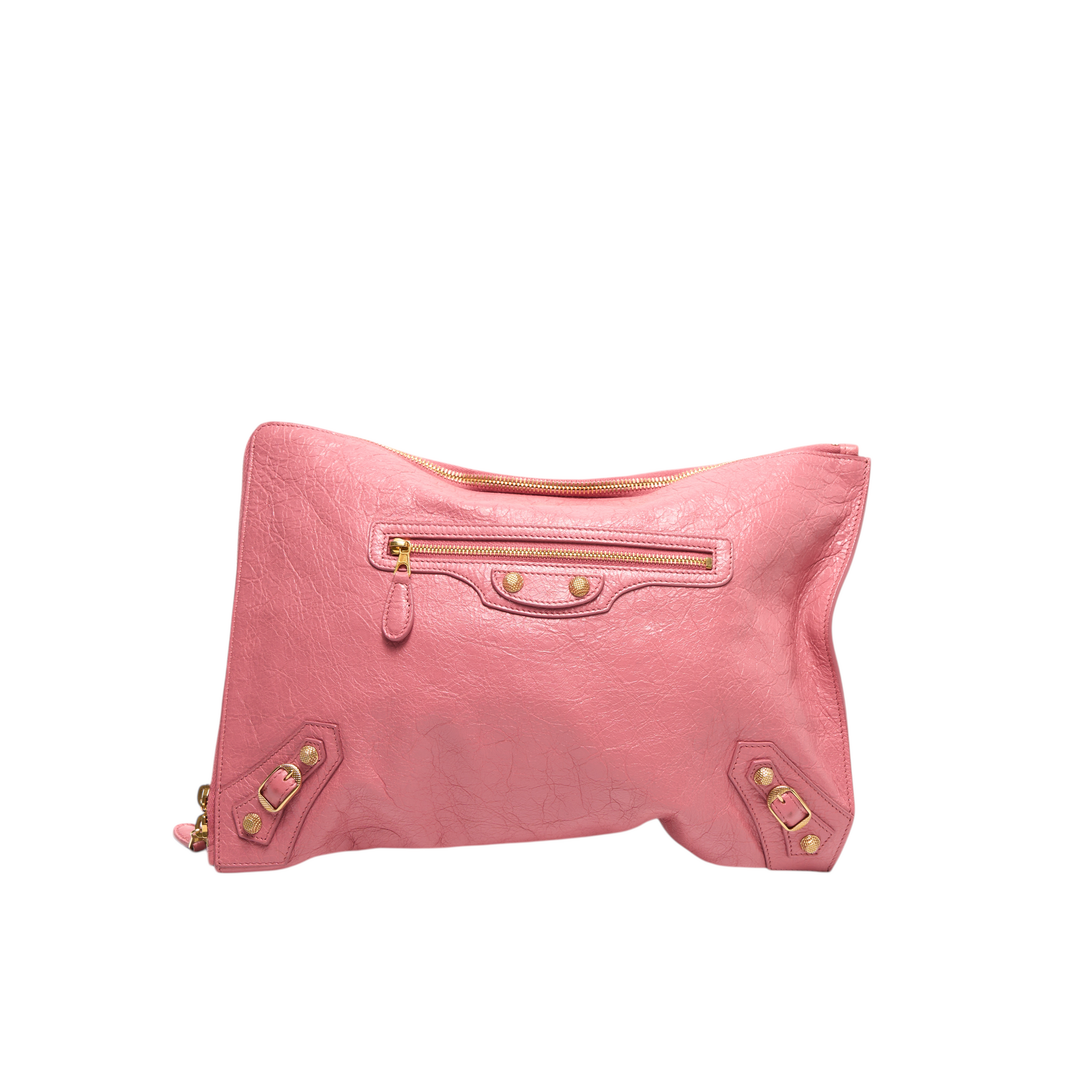 balenciaga 2000s pink city clutch bag