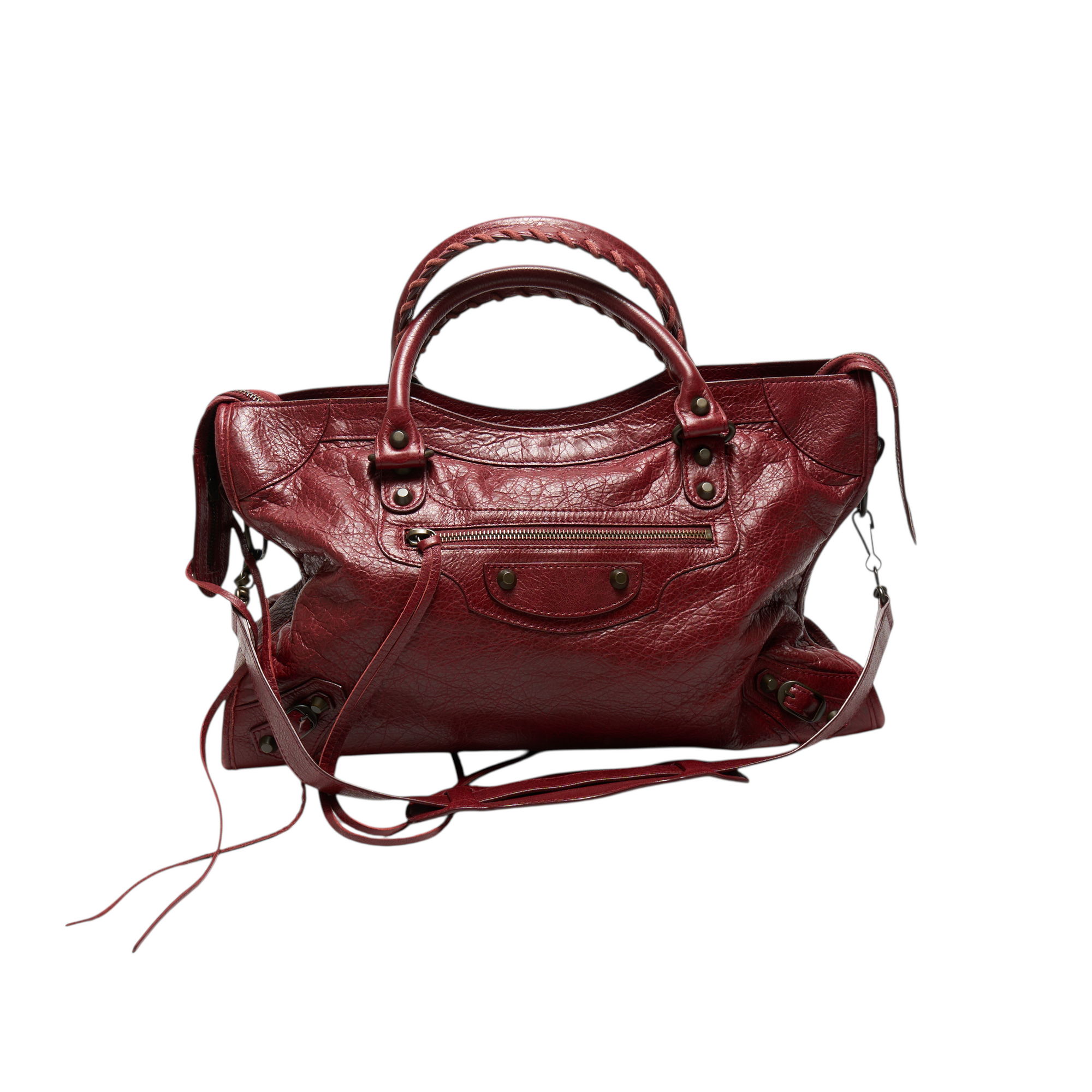 balenciaga 2000s burgundy red city bag