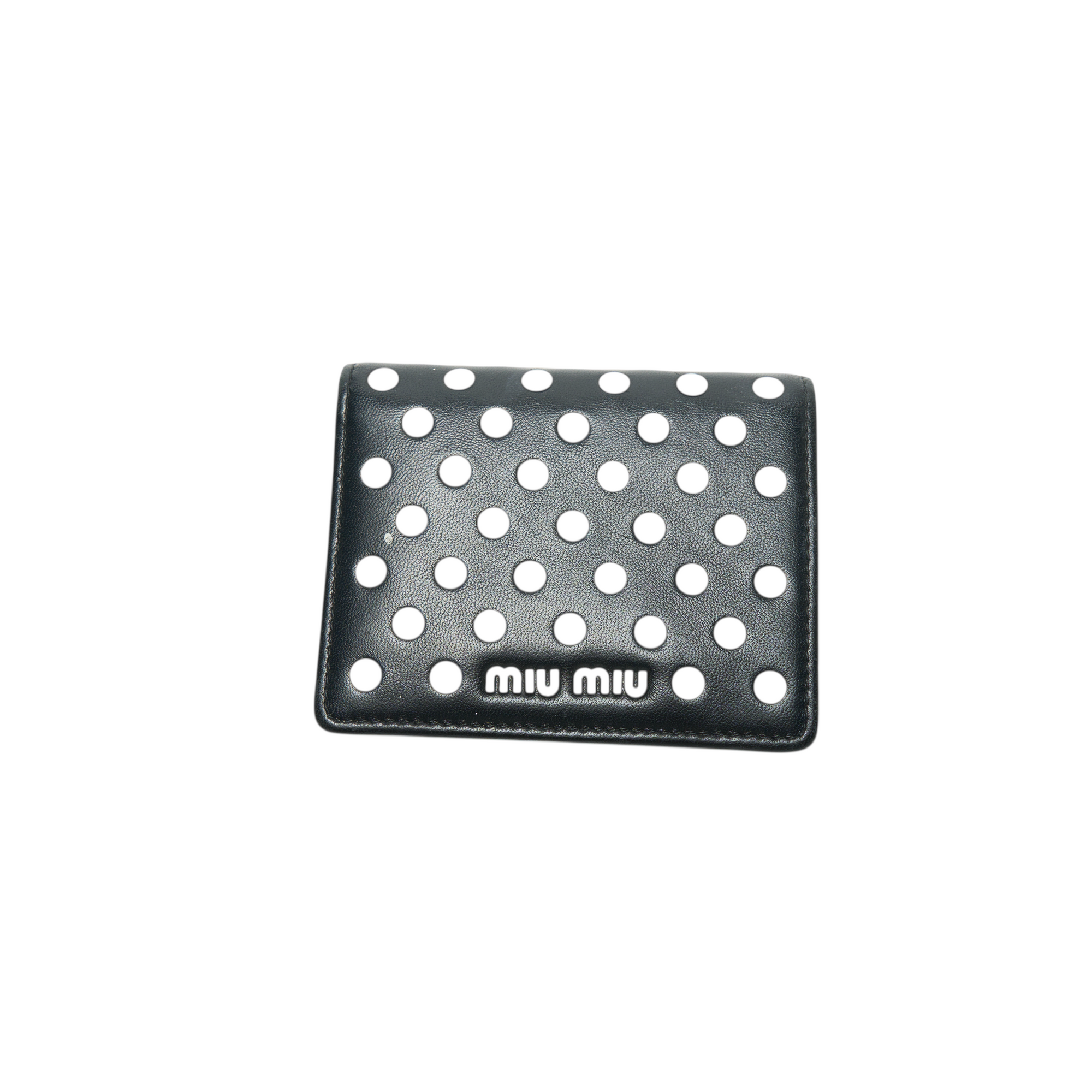 miu miu black polka dot wallet
