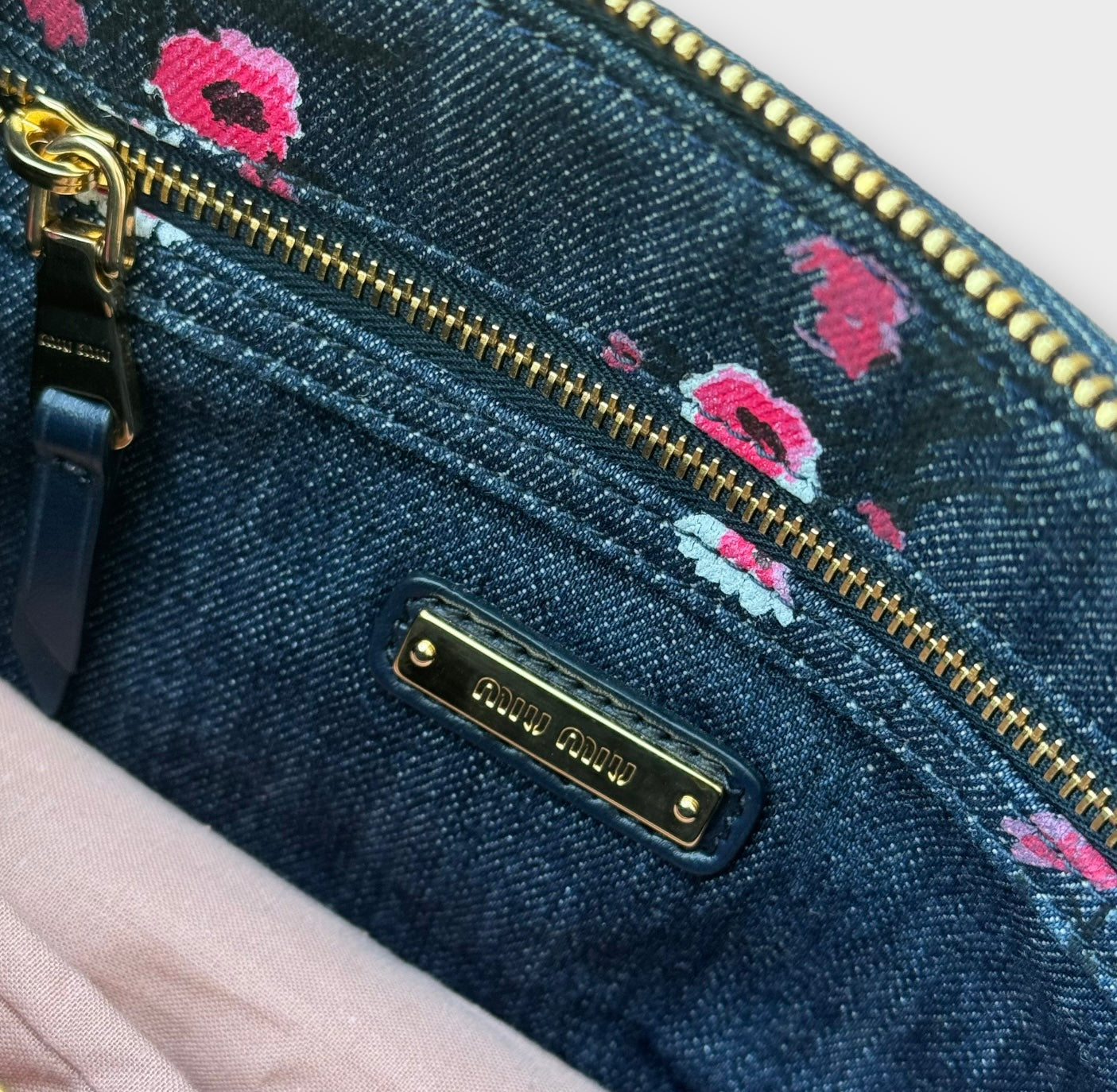 miu miu denim matelassé shoulder bag