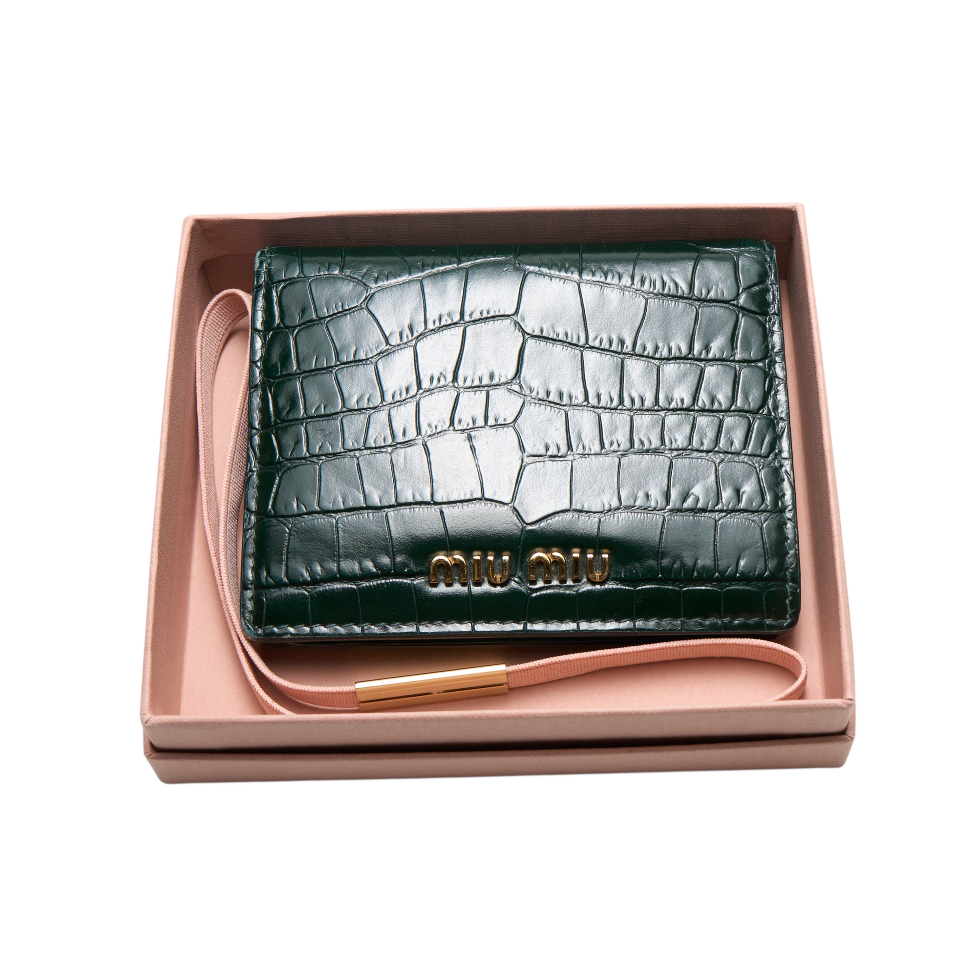 miu miu green crocodile wallet