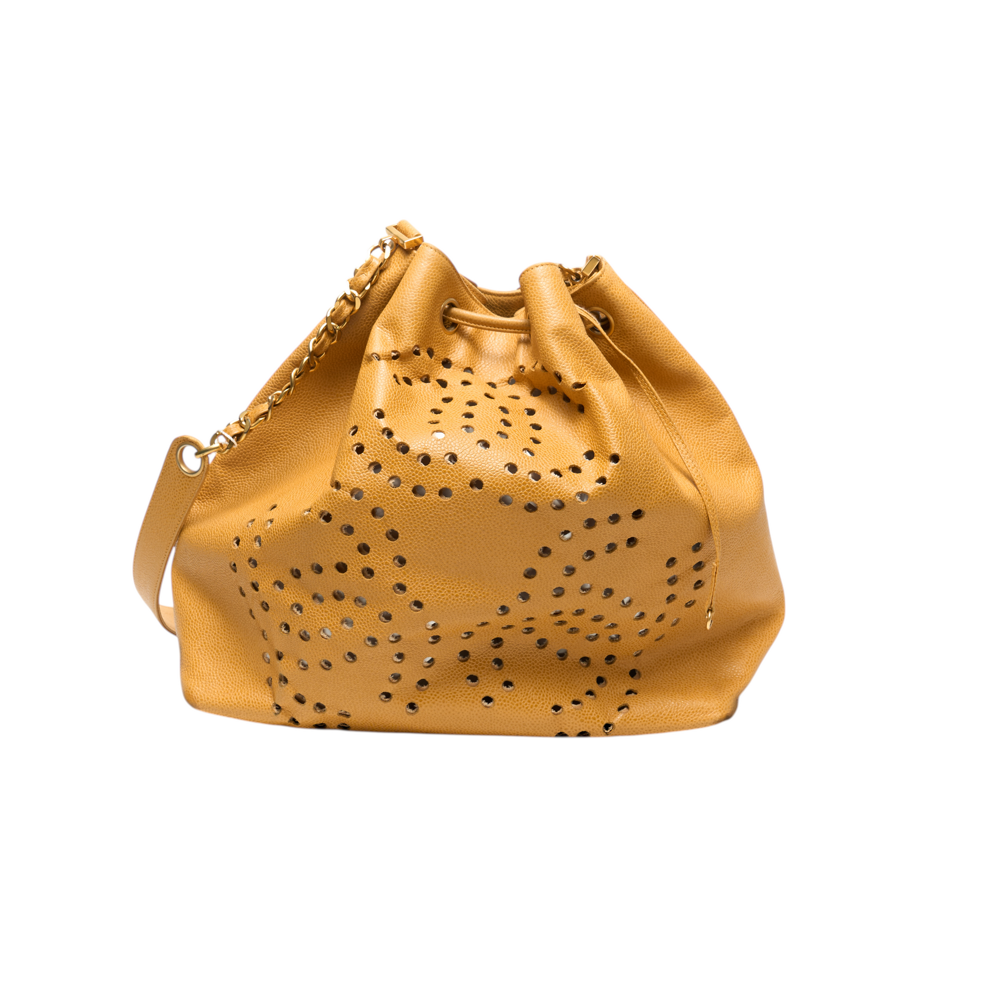 chanel 2000s yellow shoulder bag