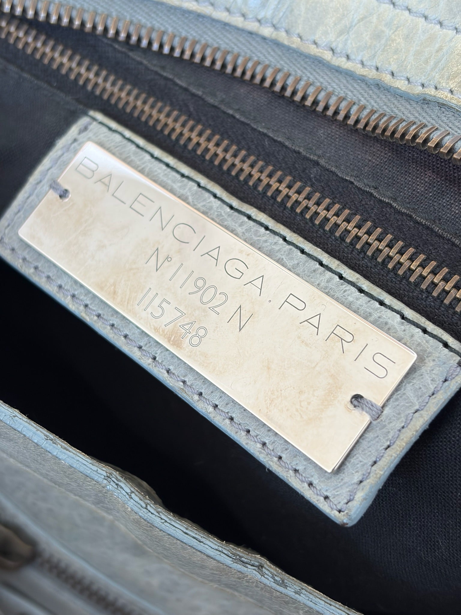 balenciaga 2000s light gray city bag