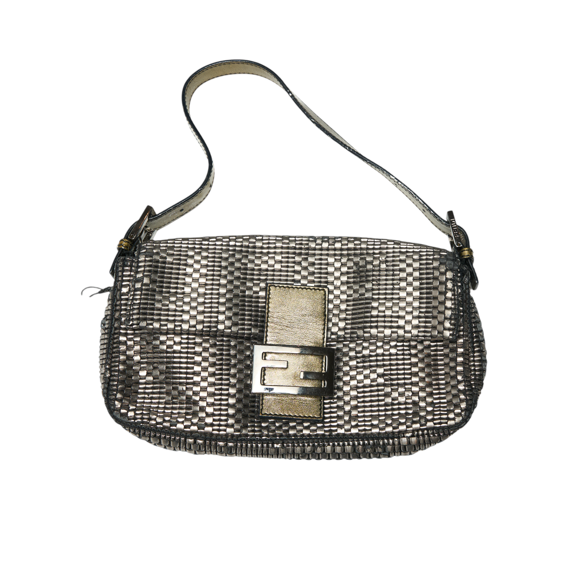 fendi 2000s silver baguette bag