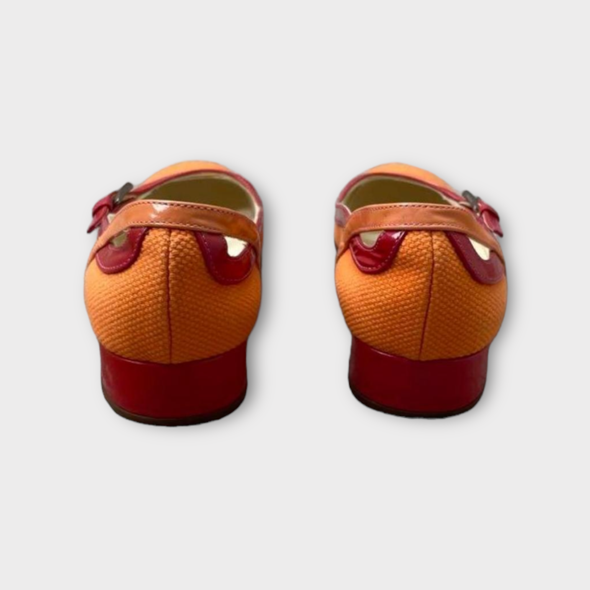 prada 2000s orange sporty kitten heels