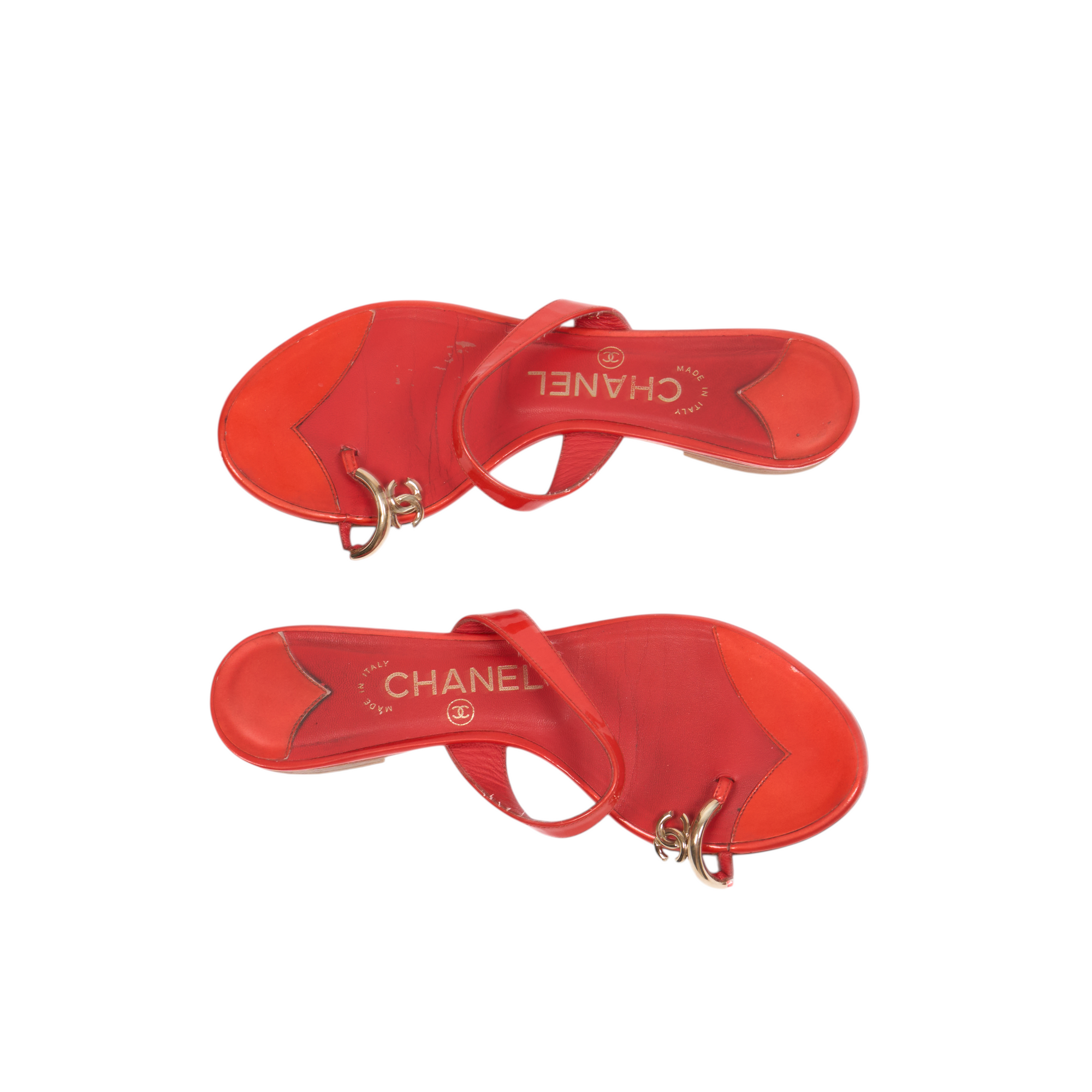 chanel 2000s red sandals
